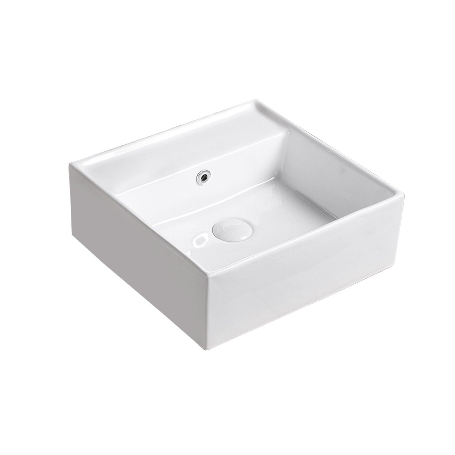 CASAINC TC-AB16166 Bathroom sink Ceramic Vessel Square Modern White Bathroom Sink with Drain Included ( 15.75-Inches x 15.75-Inches )