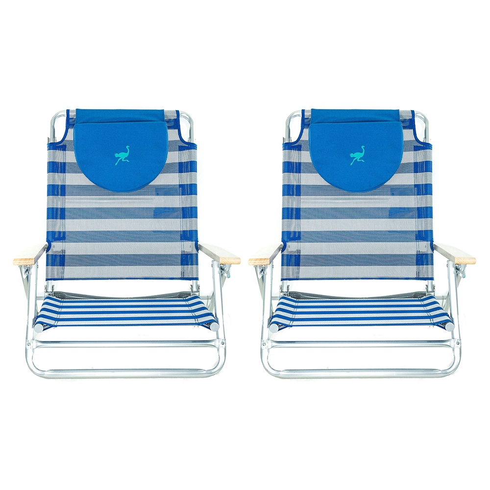 Ostrich 179008 Blue Folding Beach chair Adjustable and Carrying Strap/Handle Included