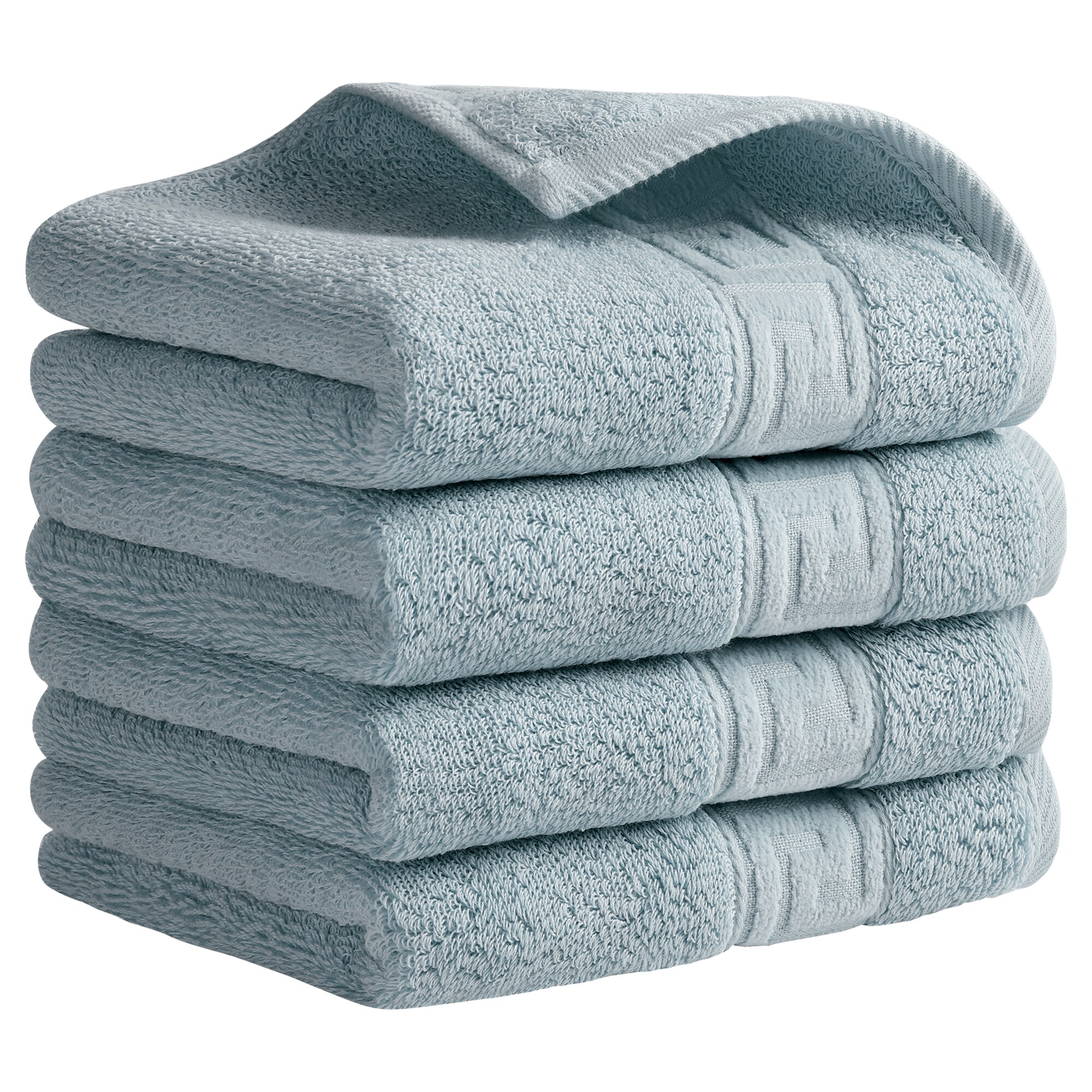 Unique Bargains Cotton Hand Towels 13Inch x 29Inch Solid Soft Absorbent Hand Towel for Bathroom Kitchen 4pcs Green