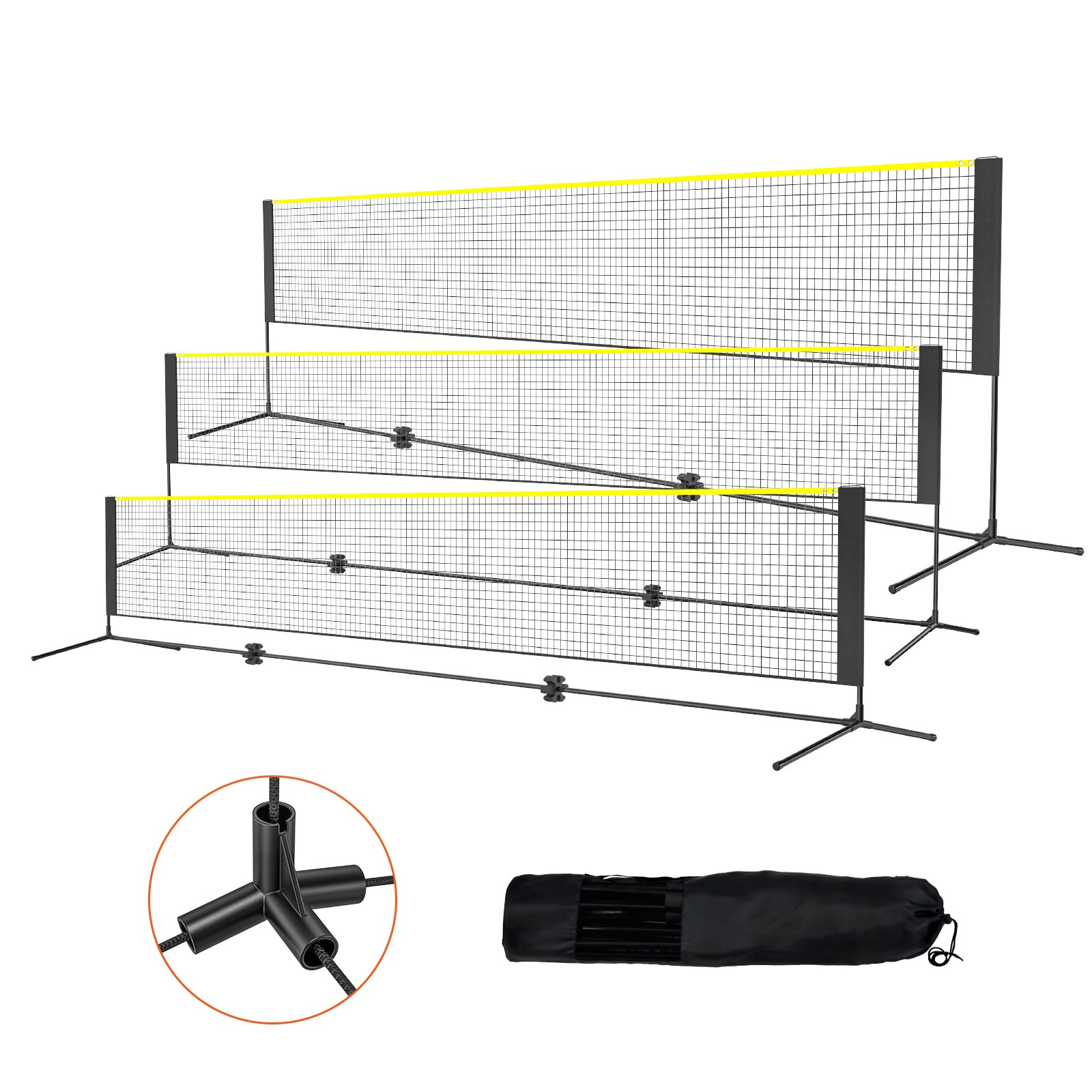 VEVOR SCZCGDZYMQW105357V0 Badminton Net  Height Adjustable Volleyball Net  17ft Wide Foldable Pickleball Net  Portable Easy Setup Tennis Net Set with Poles  Stand and Carry Bag  for Kids Backyard Game Indoor Outdoor Use