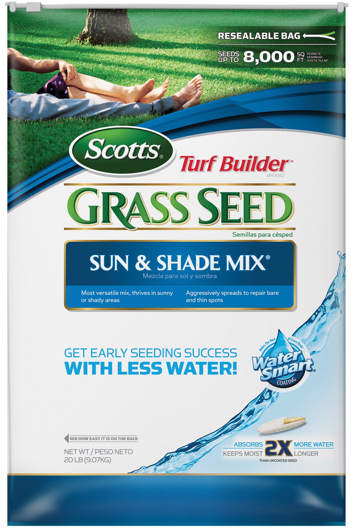 Scotts 18139 Turf Builder Sun And Shad Grass Seed 20 lbs 