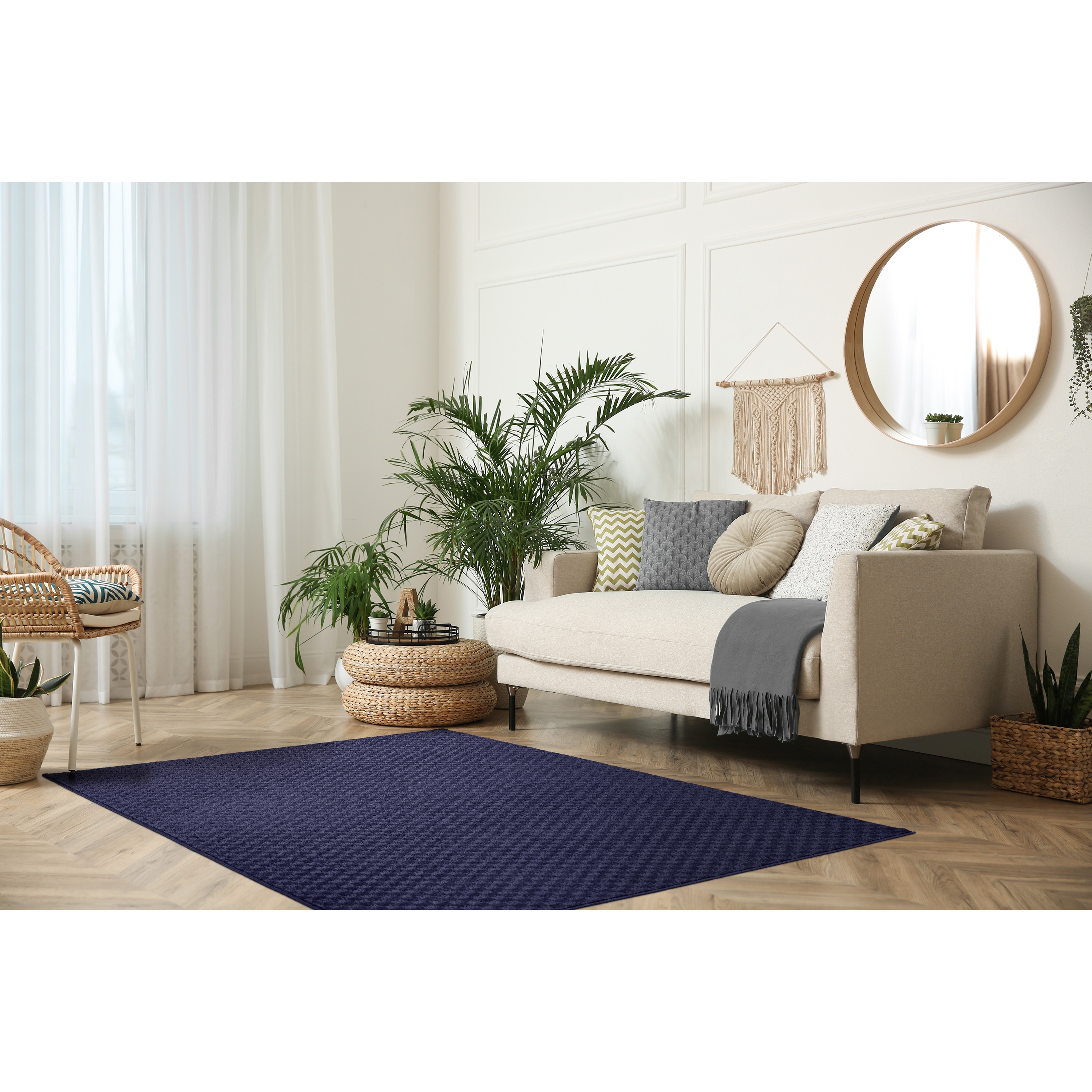Garland Rug MA000N060084E5 Medallion 5 x 7 (ft) Tufted Polypropylene Navy Rectangular Indoor Solid Lodge Area rug