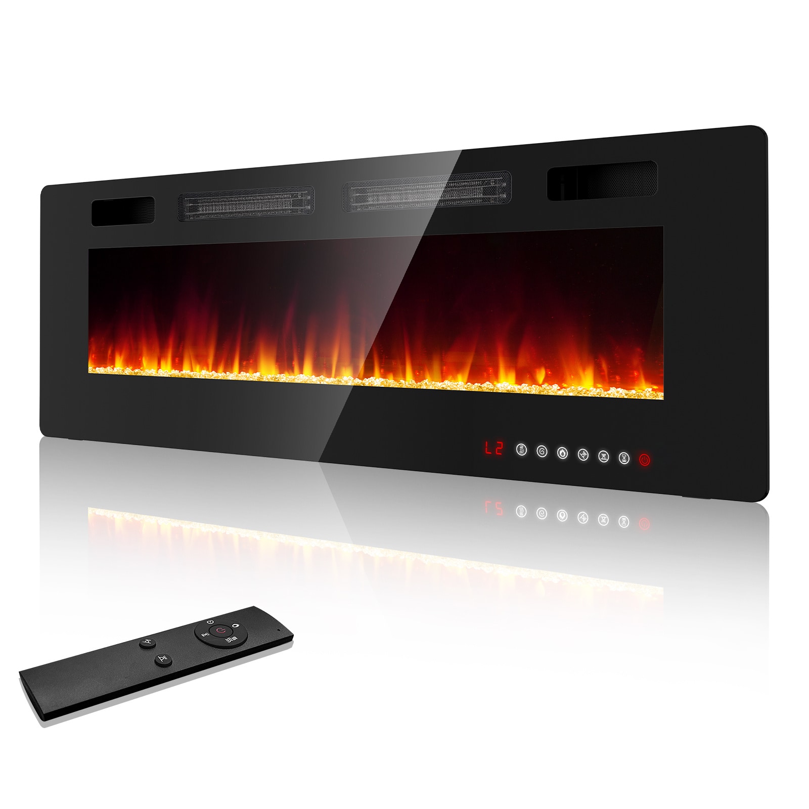 EdenDirect 60-in W x 18.11-in H Black Electric Fireplace Insert