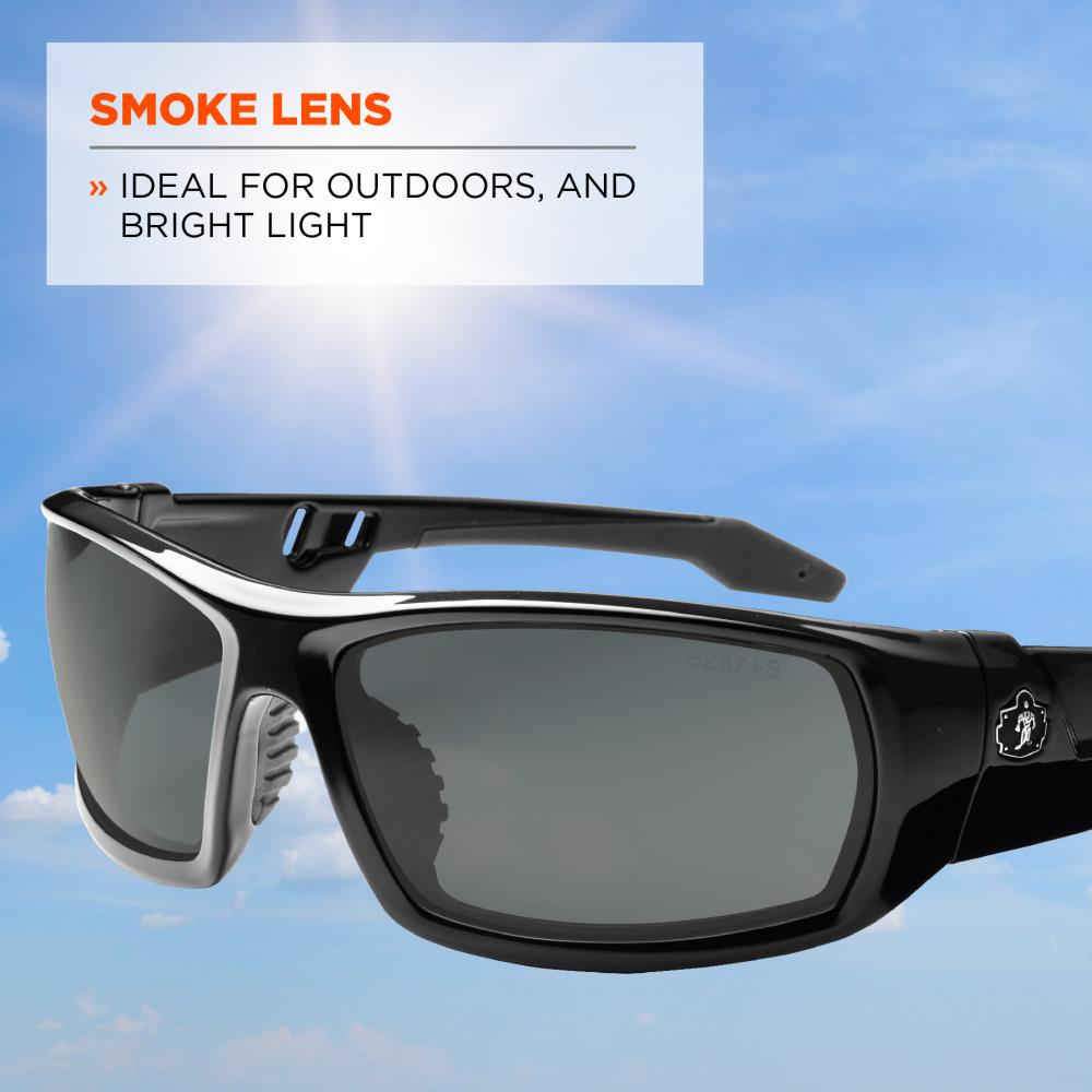 Skullerz Ergodyne Skullerz Odin Safety Glassessunglasses Black Frame Smoke Lens Impact