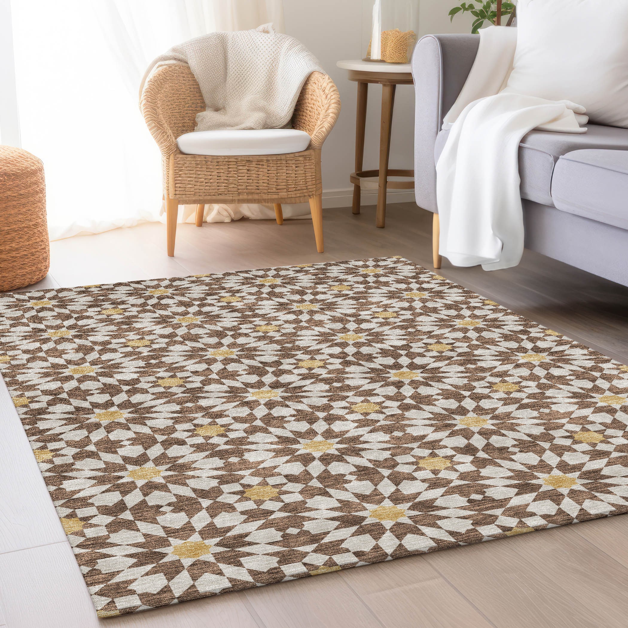 Addison Rugs ACN734CH10X14 Chantille ACN734CH 10 x 14 (ft) Polyester Chocolate Rectangular Indoor/Outdoor Geometric Machine washable Area rug