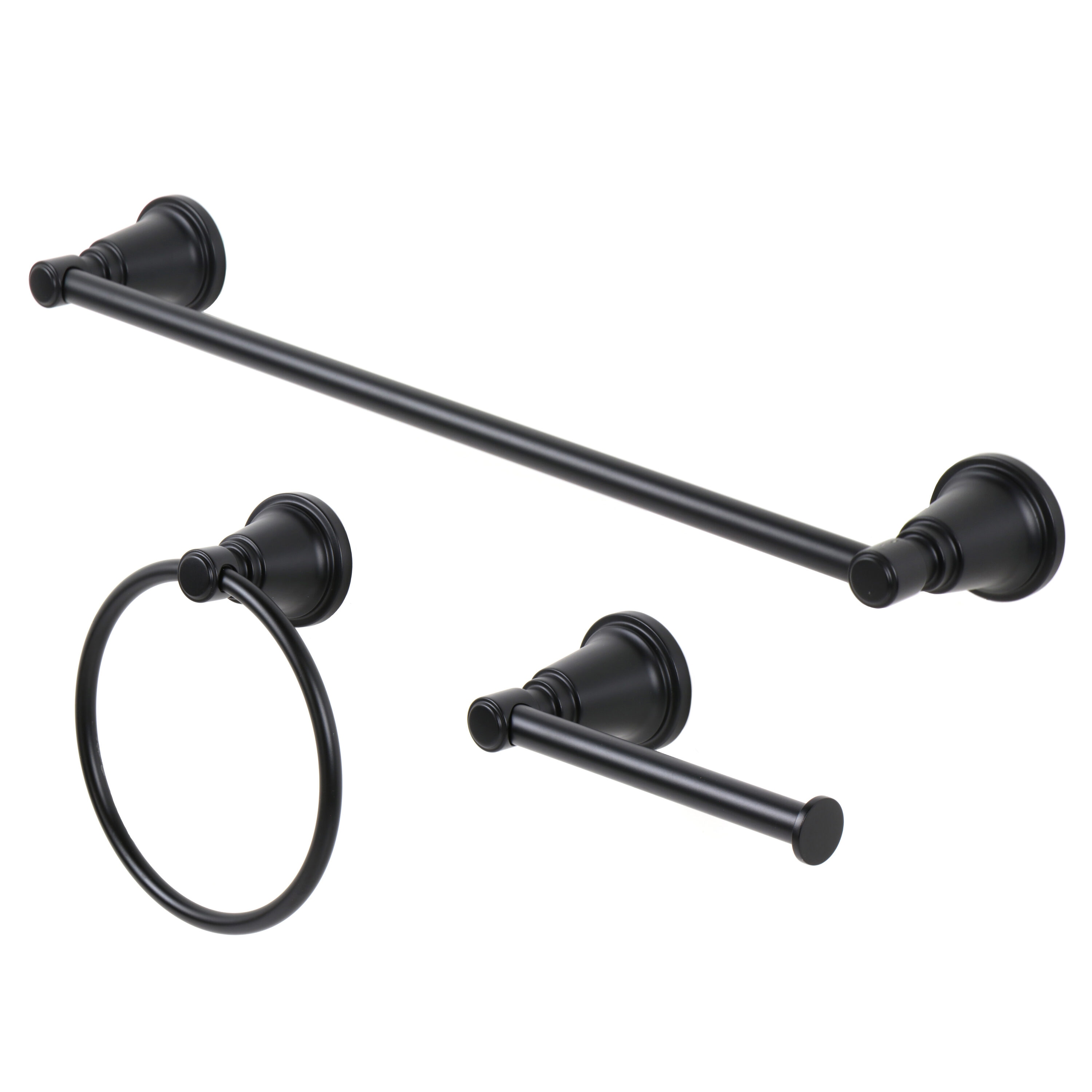 Ilyapa 3 Piece Matte Black Wall Mounted Bathroom Hardware Set