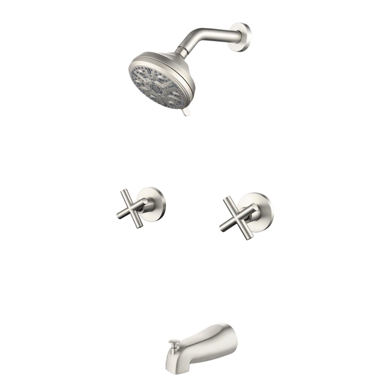 Vanityfus - 5-in ABS Handheld Shower Head 10-funtion Spray with Lift Diverter Tub Spout Dual Knob...