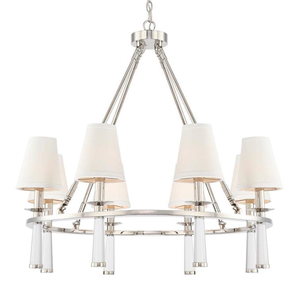 Crystorama 8867-PN Baxter 8 -Light Polished Nickel Rustic For Use in Bedrooms, Dining Rooms, Foyers, Kitchens, Living Rooms Chandelier