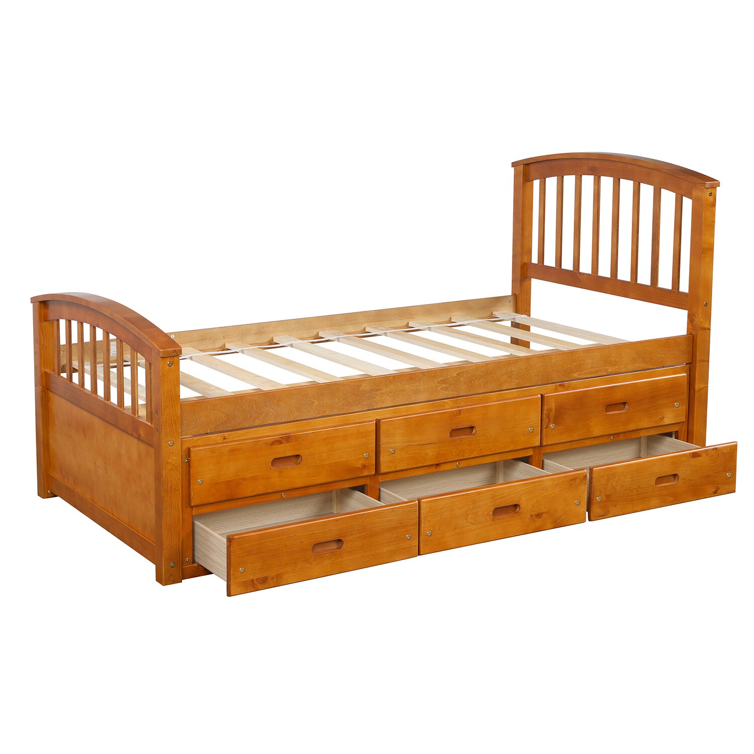 Bybafun YA3700131 Oak Twin Wood Bed frame Bed with Storage