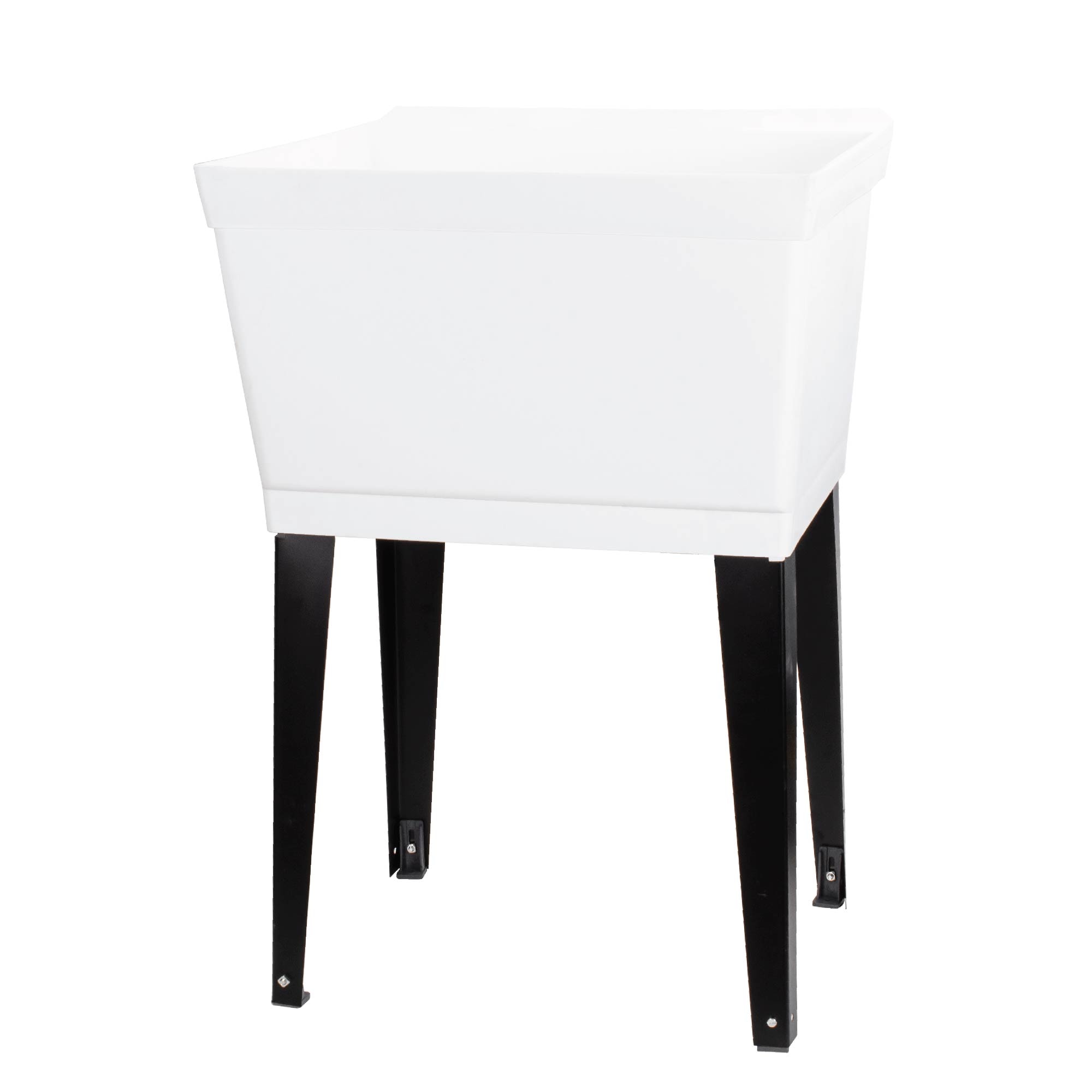 White Freestanding Utility Sink with Black Metal Legs