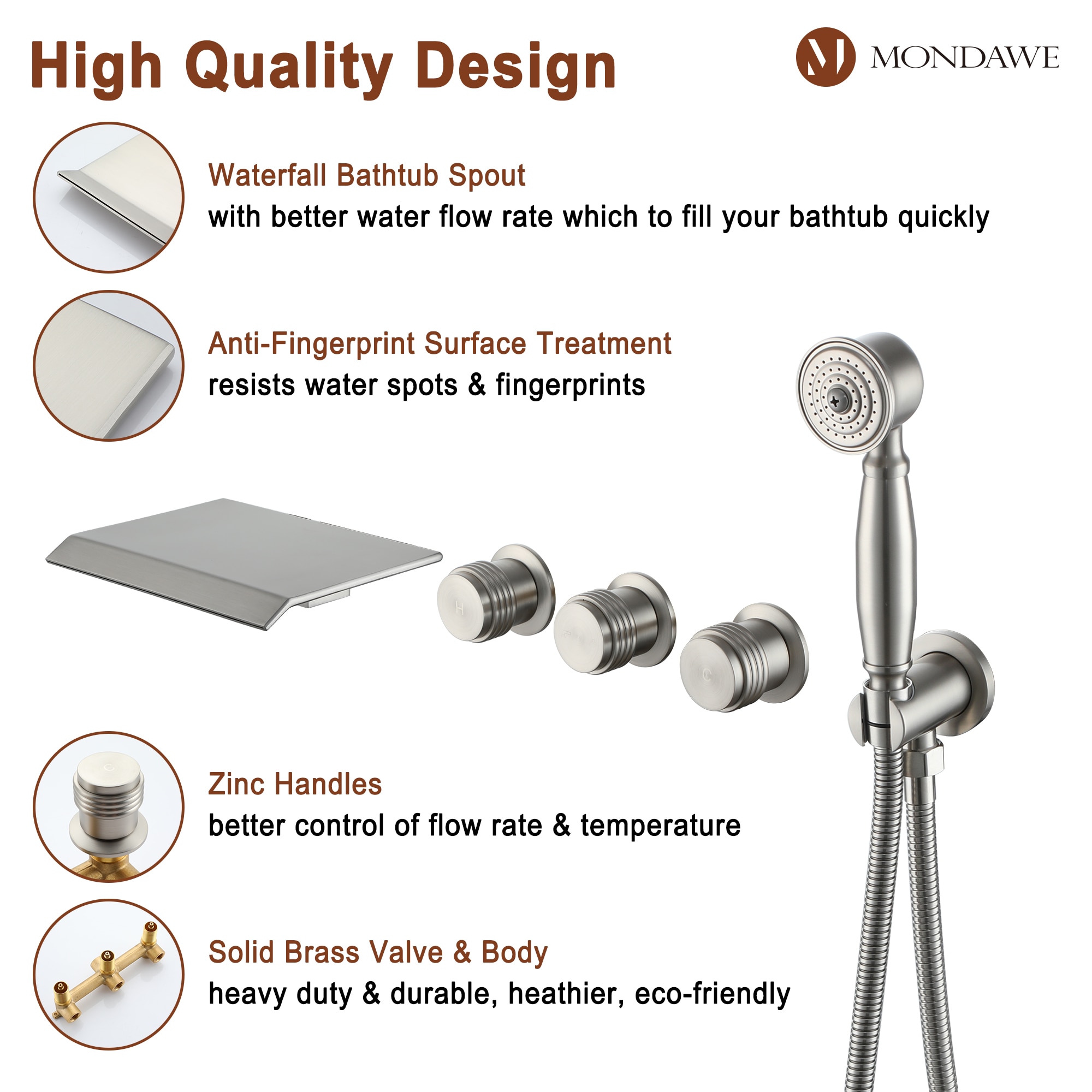 Mondawe WF-5701-BN Roman-Tub-Faucets - View #5