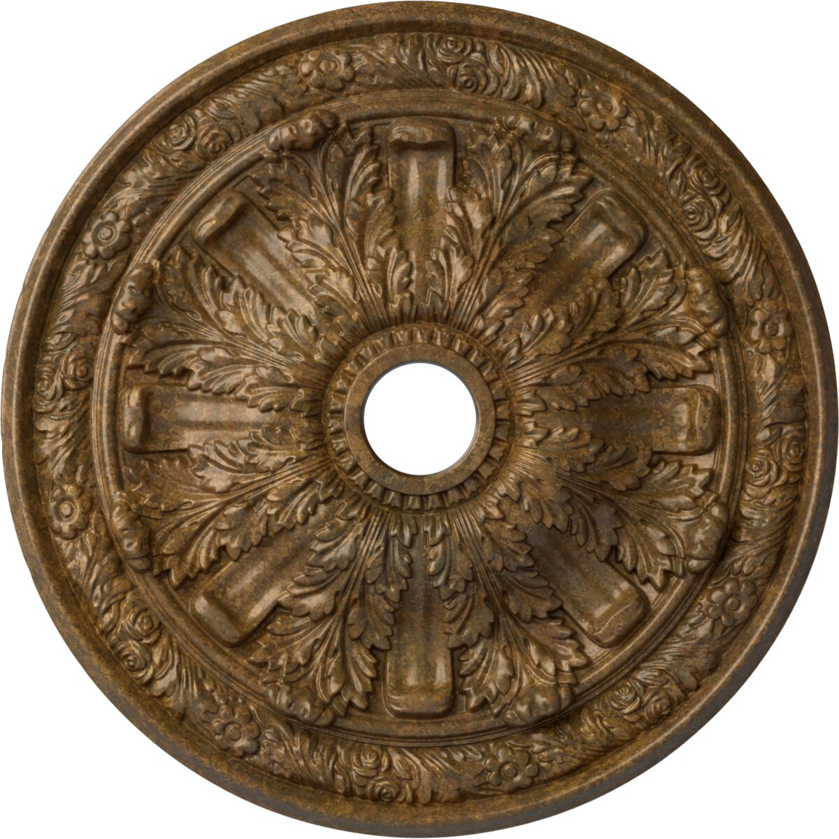 Ekena Millwork CM30FLRZS Flagstone 30-in W x 30-in L Painted Rubbed Bronze Polyurethane Whole Ceiling Medallion