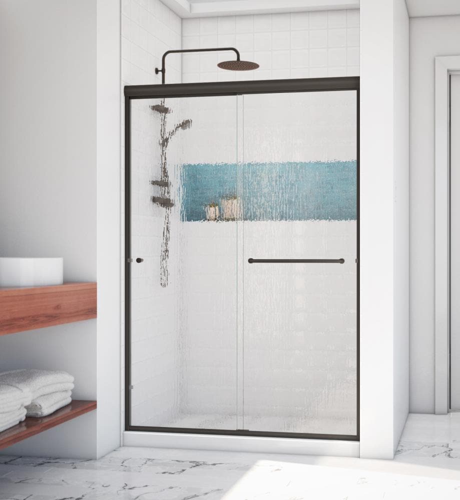 Arizona Shower Door Lite-Euro recessed Anodized Oil-Rubbed Bronze 56-in to 60-in x 60.375-in Semi-frameless Bypass Sliding Shower Door -  LSER6060AOBRNL