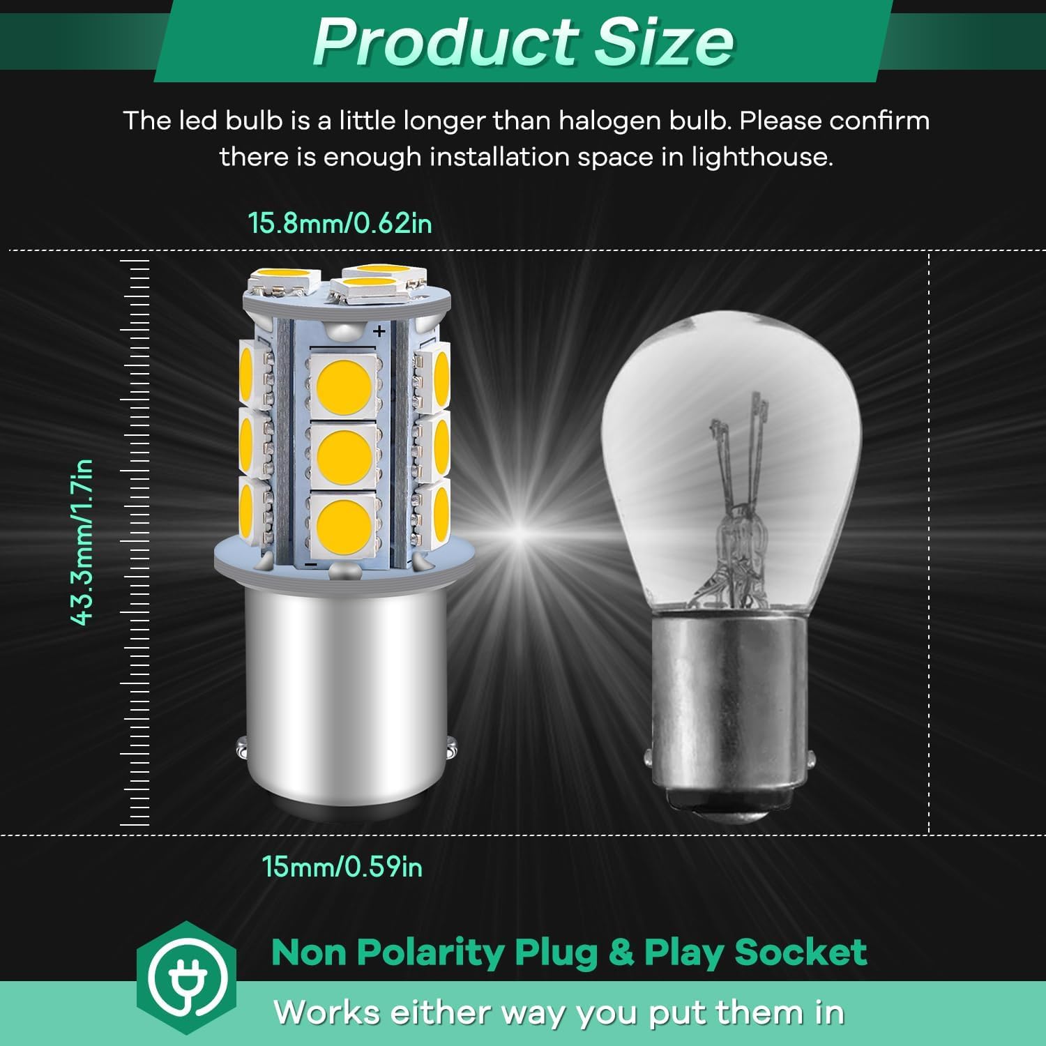 Phewnyzo 6 Pack Non Polarity 1076 Led Bulb 1142 Led Bulb Bright Warm ...