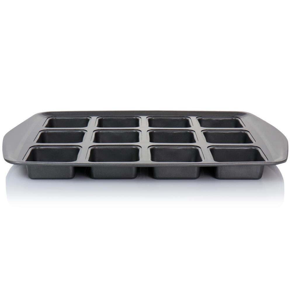 1pc Nonstick 24 Cup Carbon Steel Baking Pan, Grey-black Mini