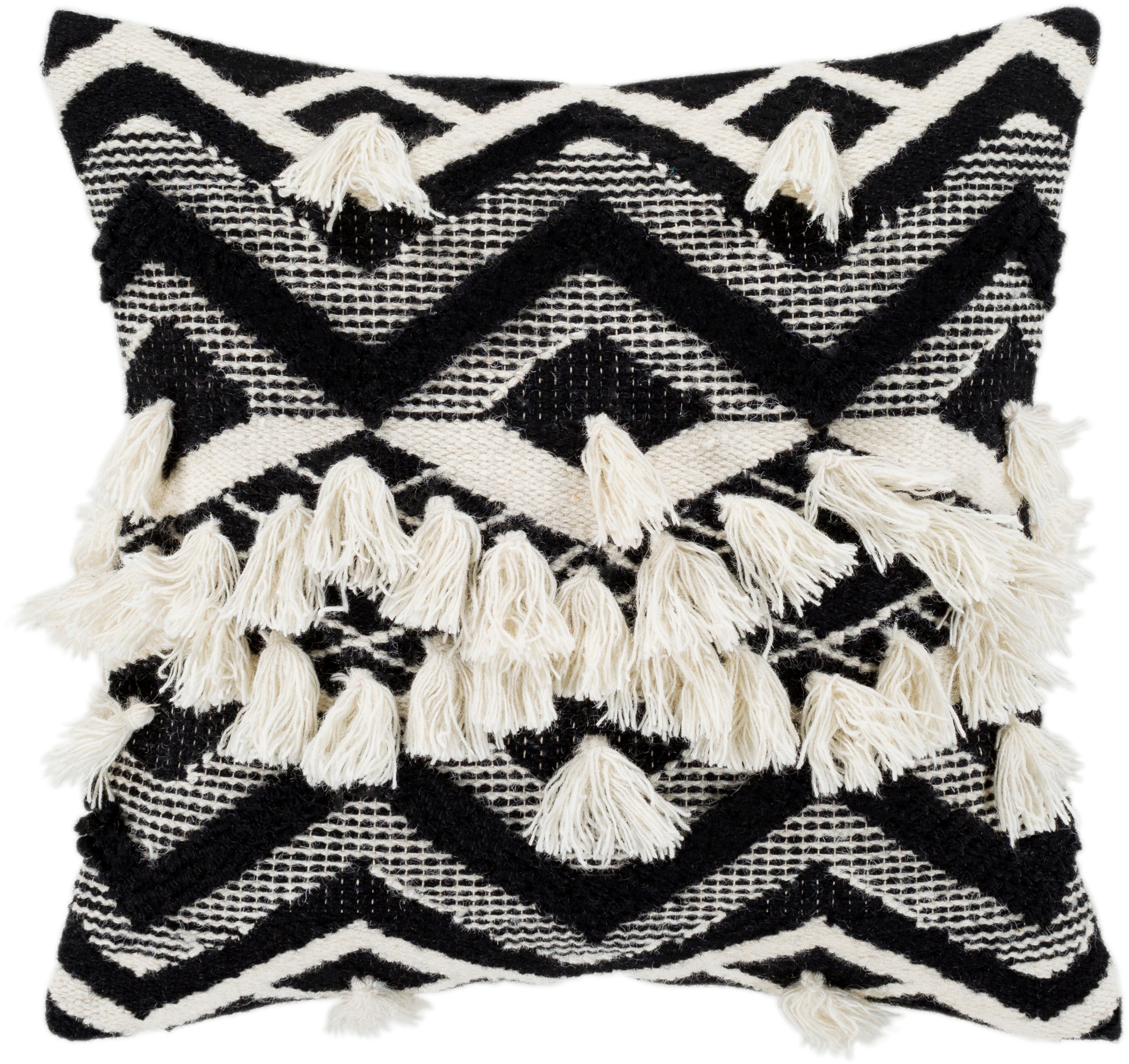Surya GZA002-1818D Gaza 18-in x 18-in Black Square Indoor Decorative Pillow