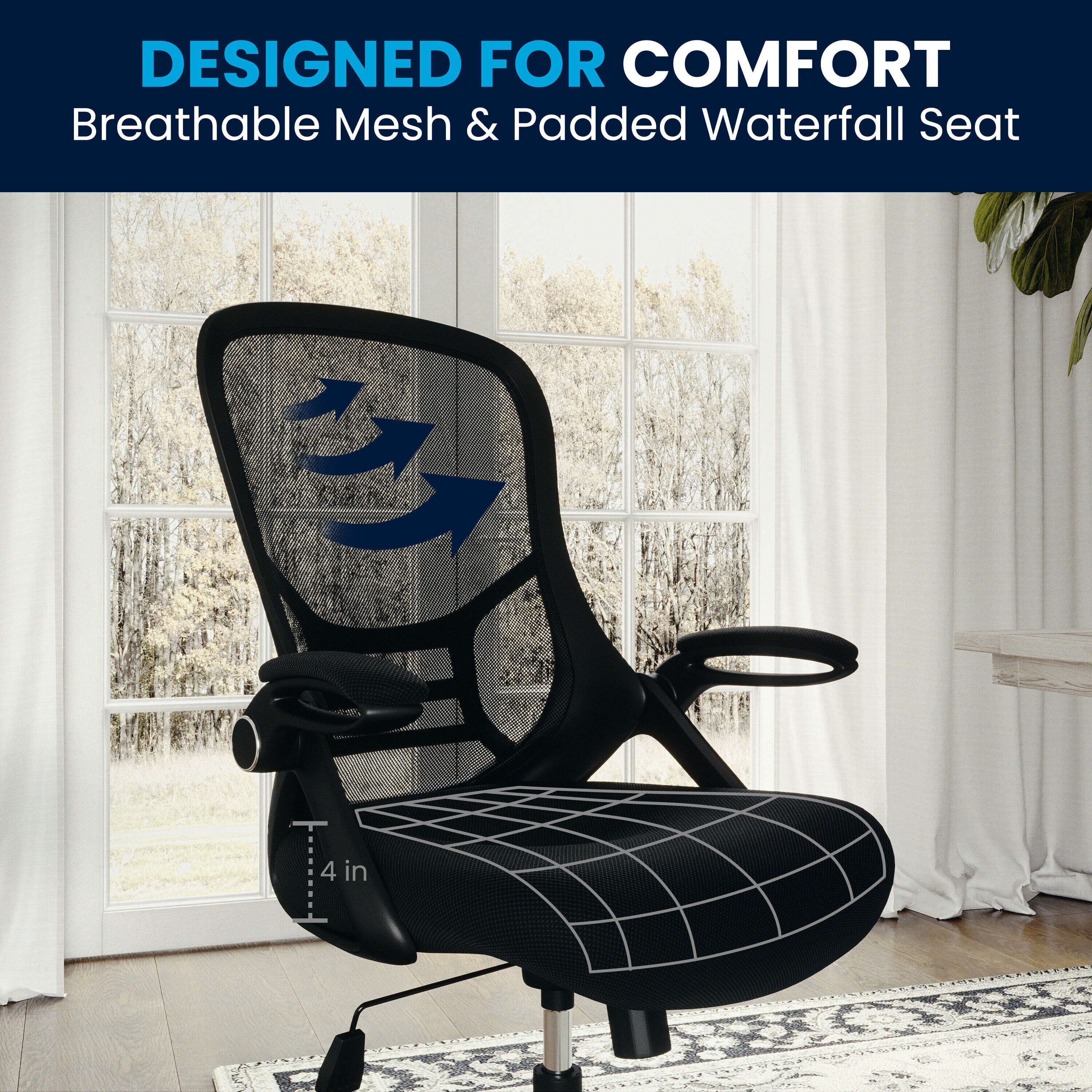 Flash Furniture Porter Black Contemporary Adjustable Height