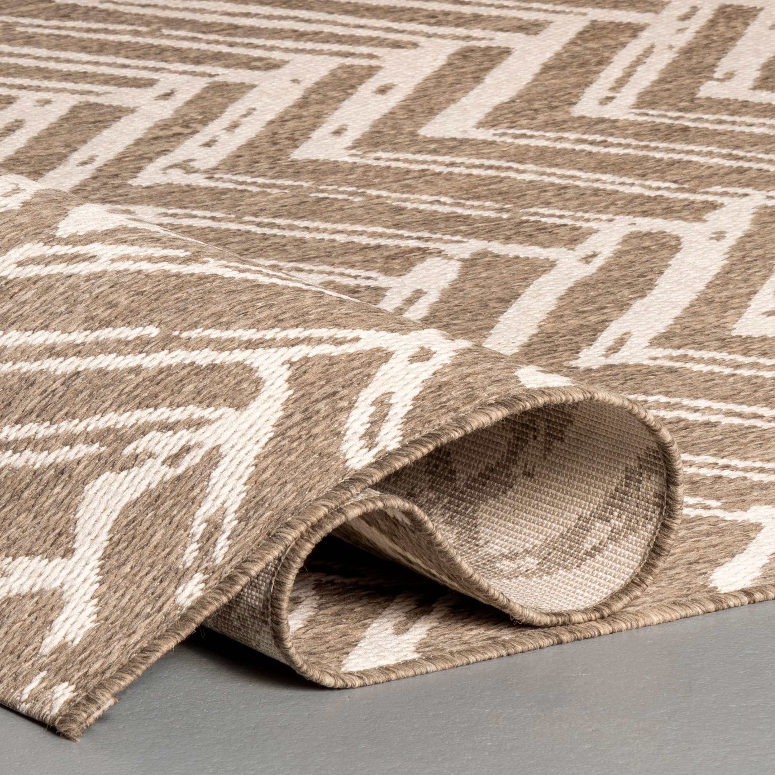 Macklin Brown Herringbone Synthetic Indoor/Outdoor Area Rug