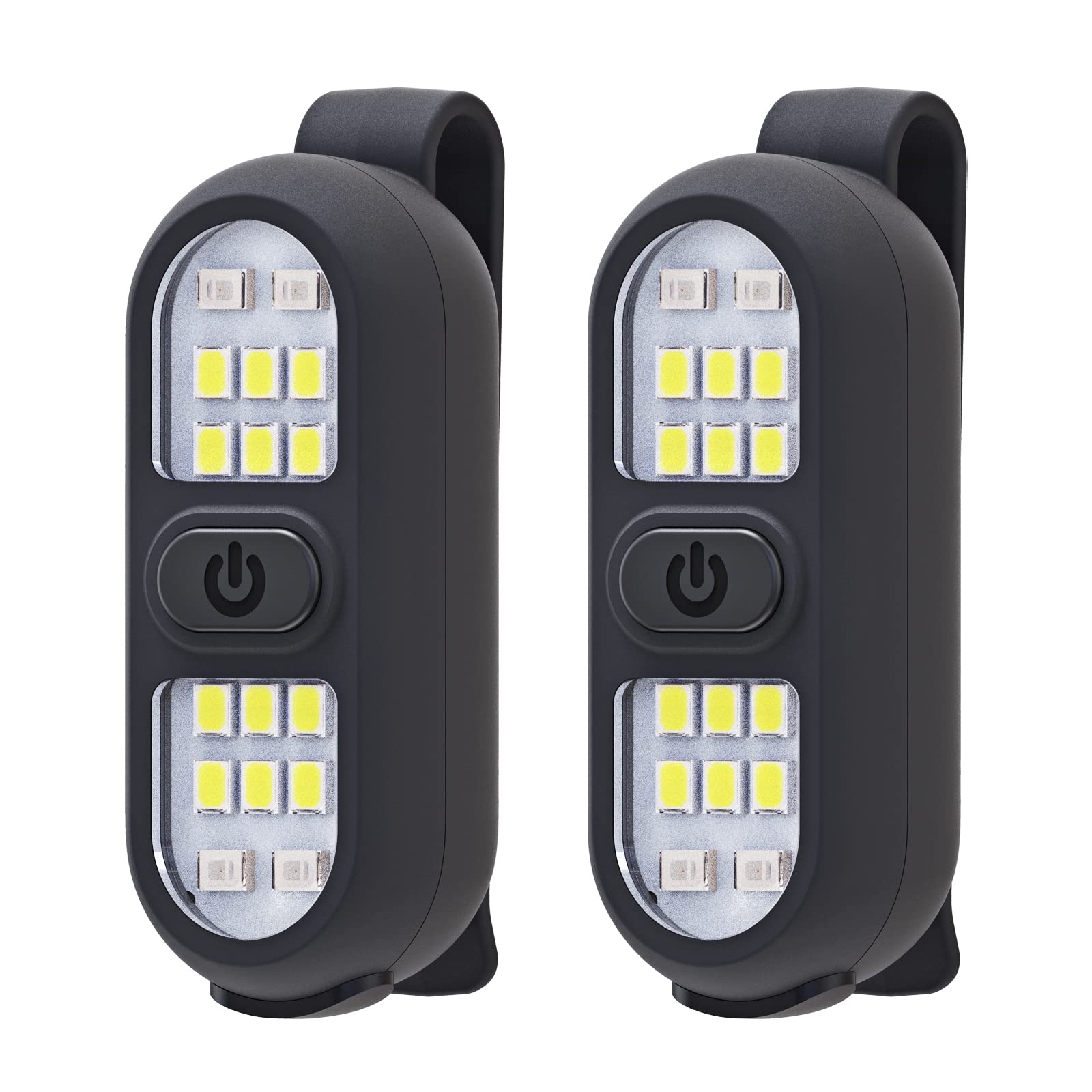 Linder Group Inc 2 pack clip on LED flashlights for running walking hiking camping dog walking hands free portable safety light with five modes waterproof ultra