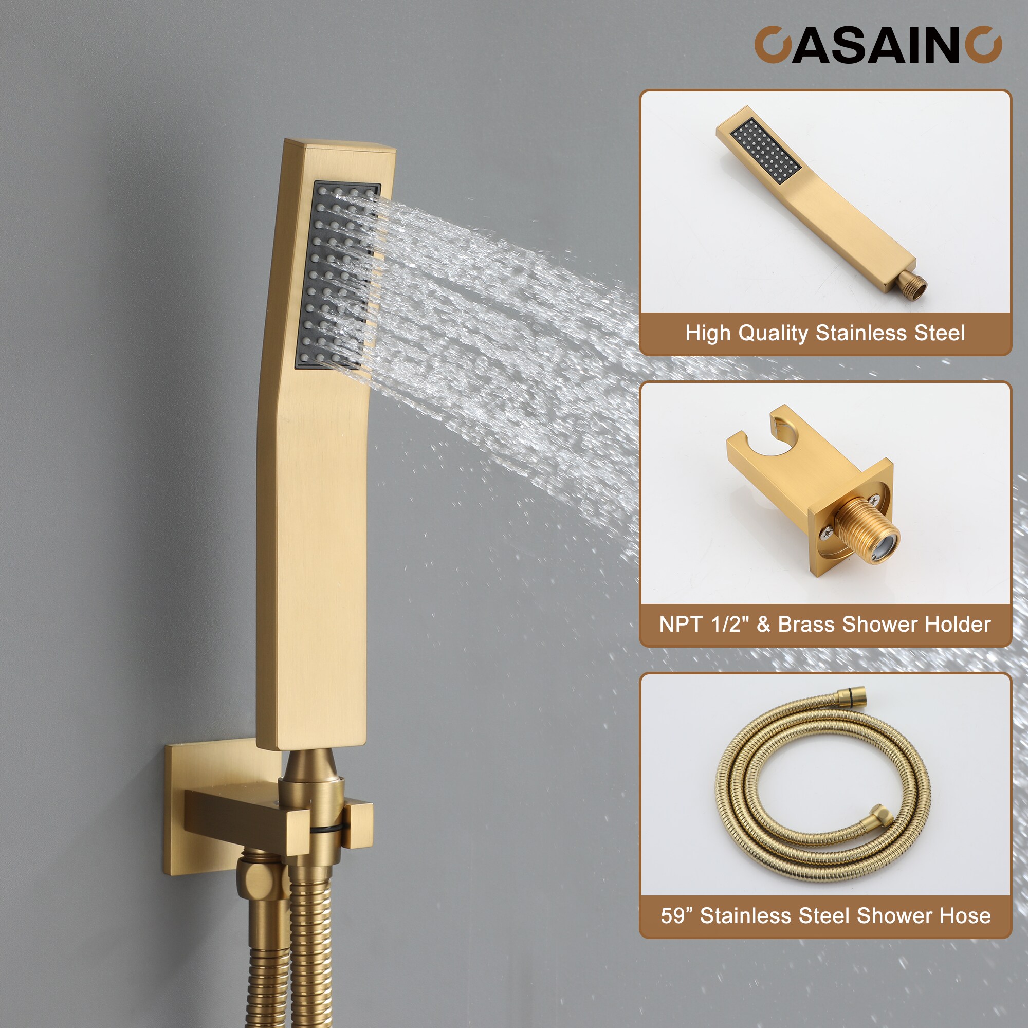 CASAINC CS6228-12BG Showerhead-Bar-Panels - View #7