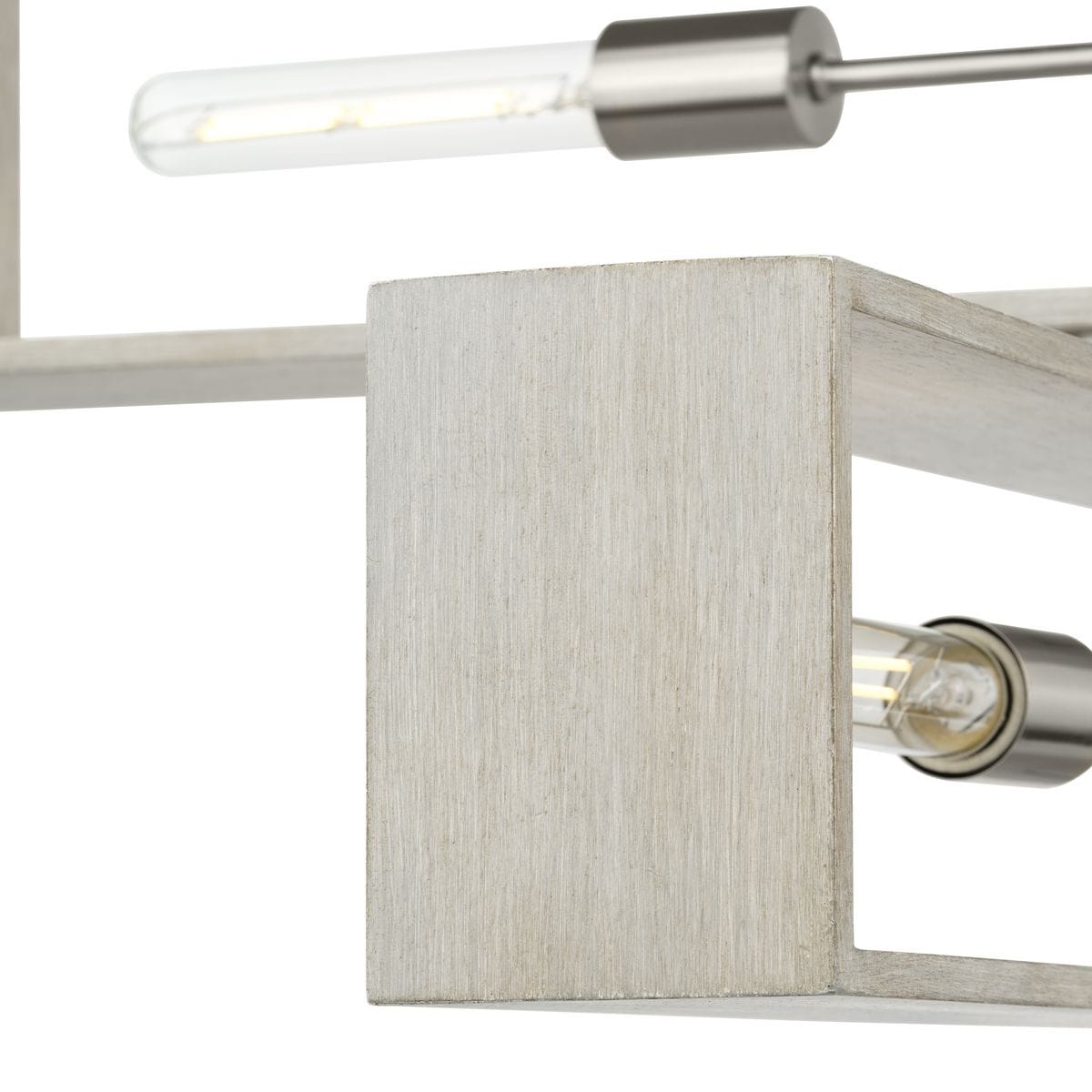 Boundary 4-Light Brushed Nickel and Oak Geometric Chandelier