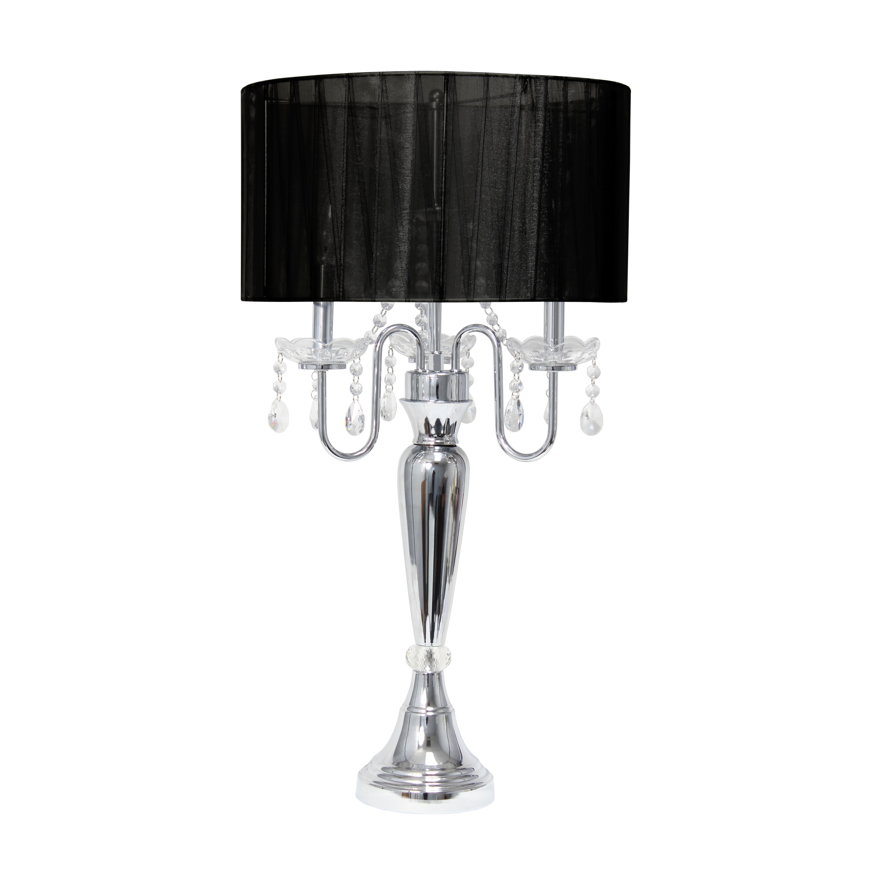 Lalia Home LHT-4022-BK 31-in Chrome/Black Shade LED Rotary socket Table Lamp with Fabric Shade