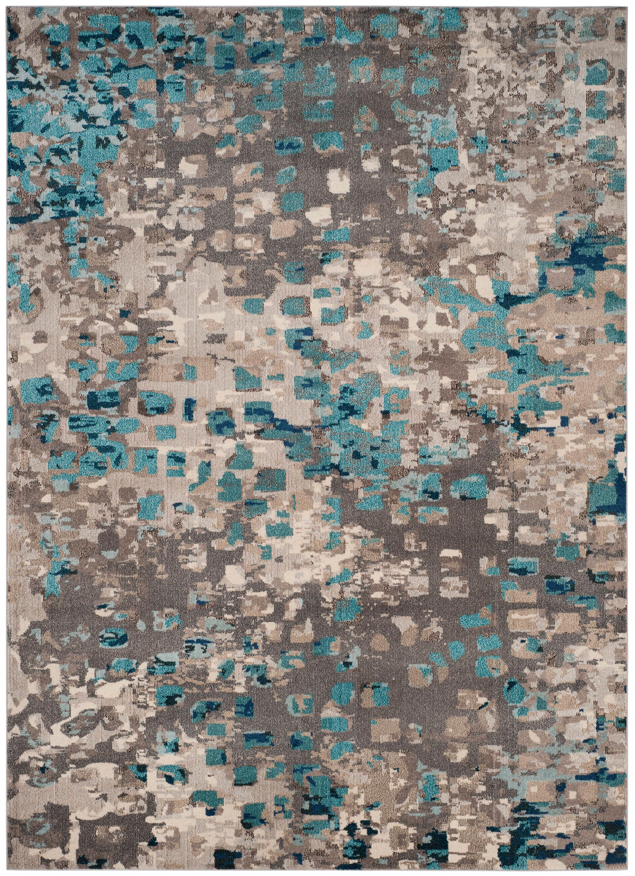 Boho-Chic Gray Geometric Synthetic 10' x 14' Area Rug
