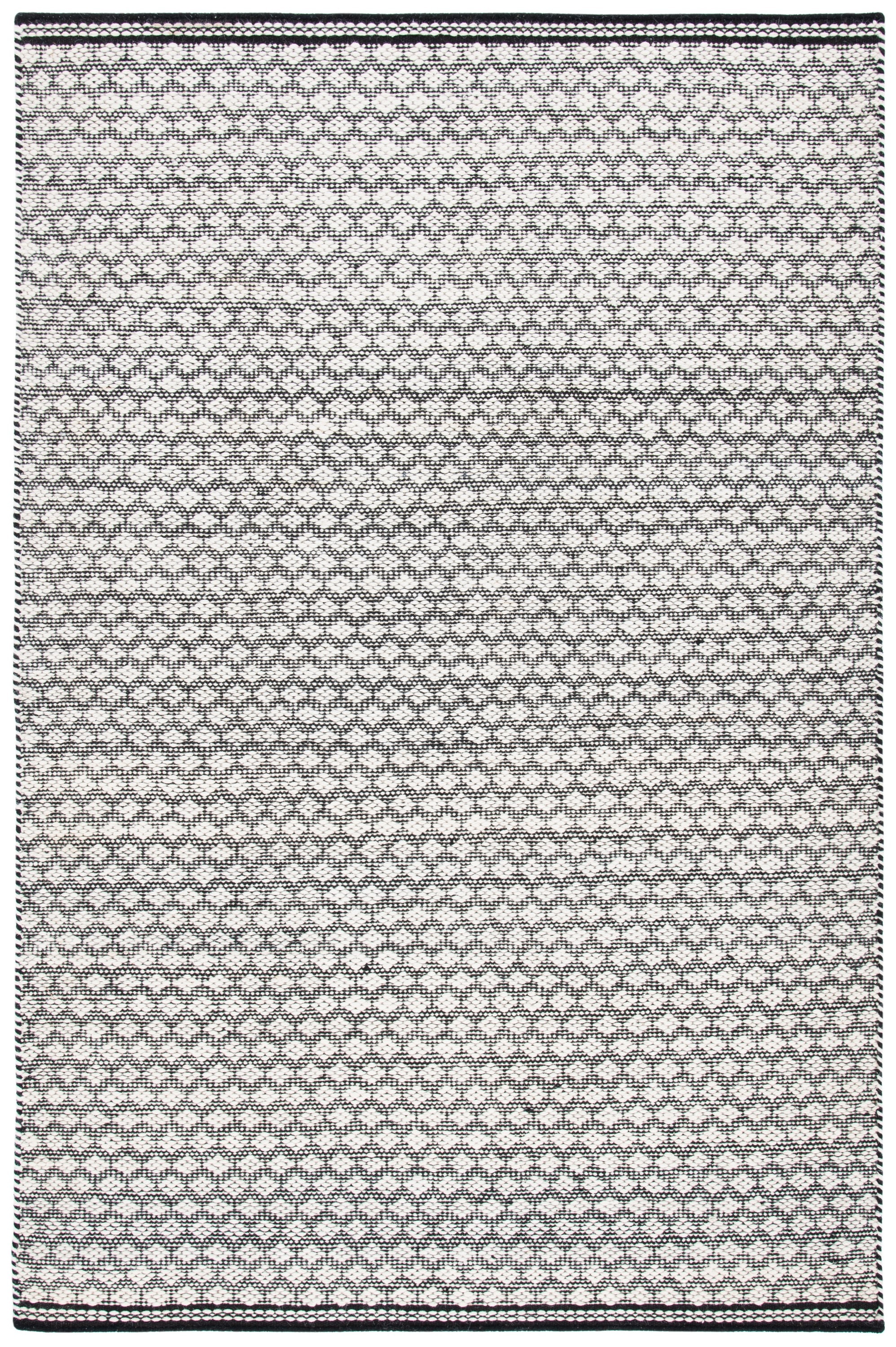 Black and Ivory Handwoven Wool Kilim Area Rug, 4' x 6'