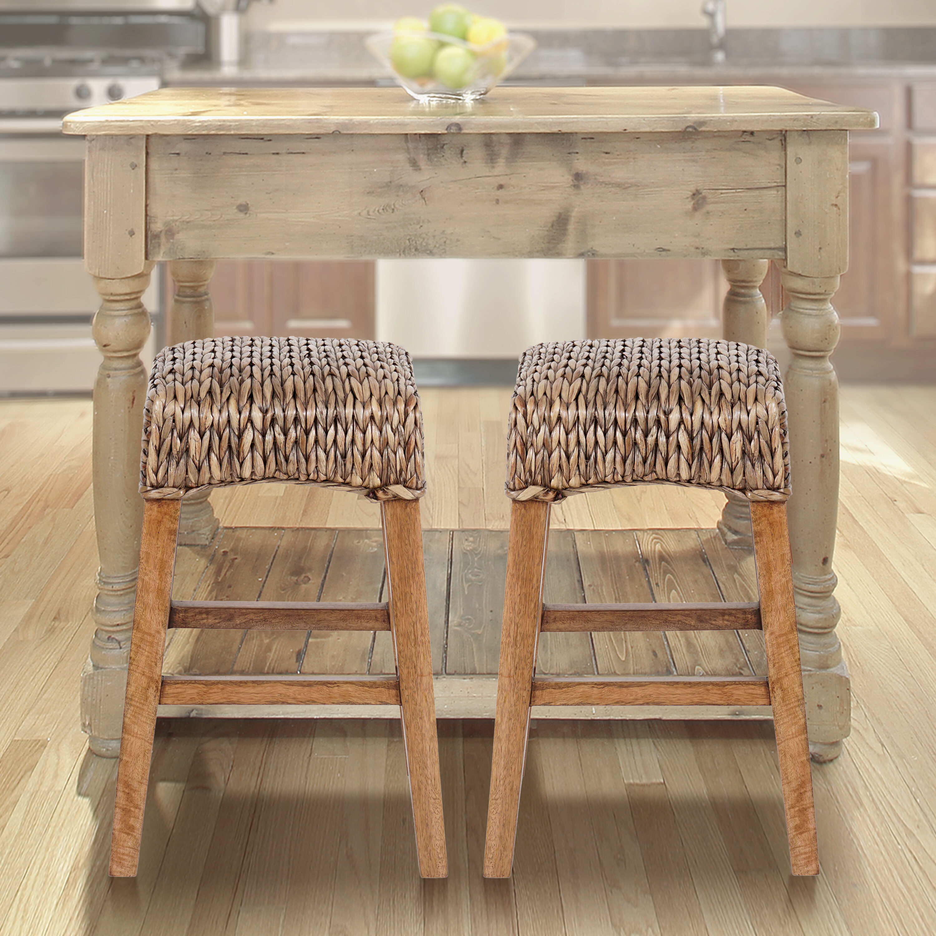 JONATHAN Y Maui Rustic Bohemian Hyacinth/Wood Brown/Natural Wood Frame 25.59-Inches H Counter height Square seat Wood Bar Stool JONATHAN Y Maui Rustic Bohemian Hyacinth/Wood Brown/Natural Wood Frame 25.59-Inches H Counter height Square seat Wood Bar Stool