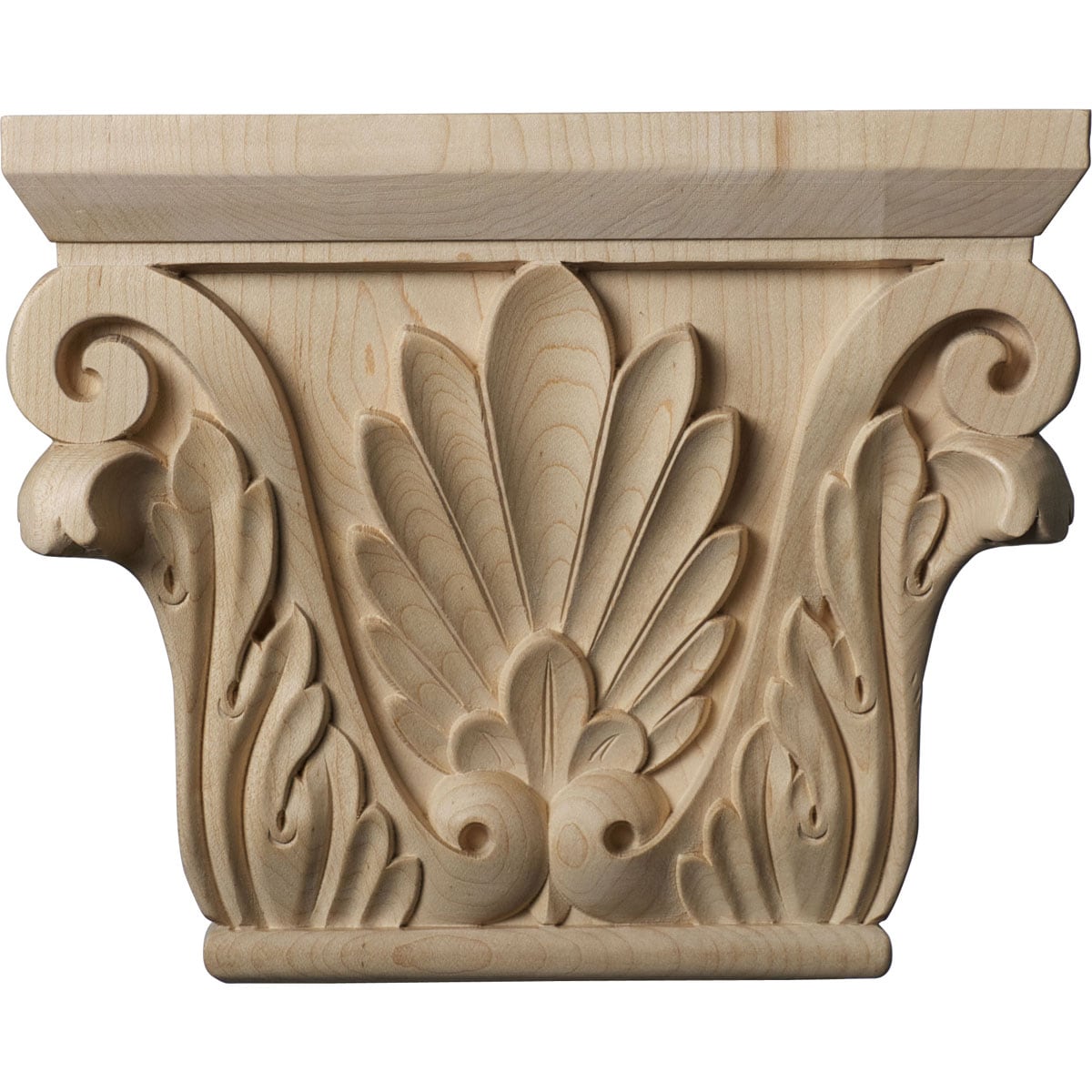 Ekena Millwork CAP09X03X07CHMA Chesterfield 9-1/2-in x 8-in Maple UnfinishedCapital Entry Door Casing Accent