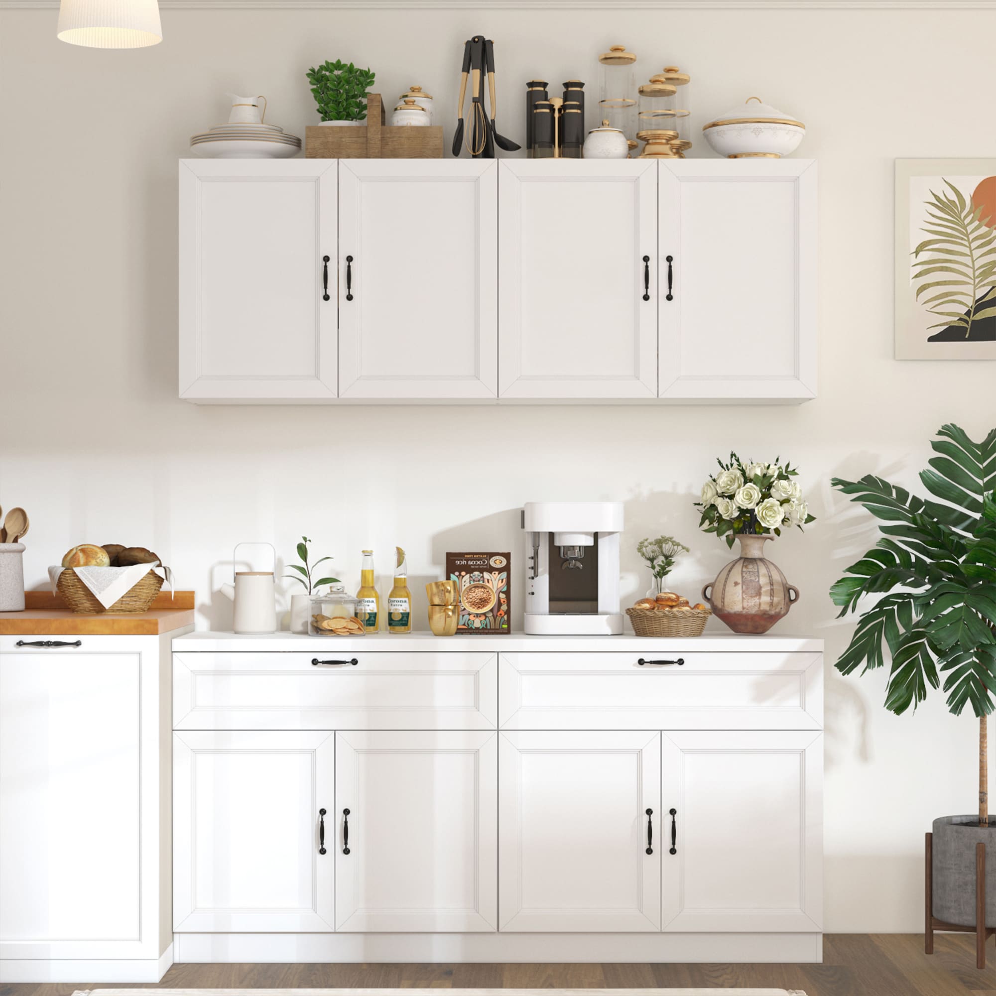 FUFU&GAGA KF210272-01+02 Contemporary/Modern White Pantry with Wine Storage