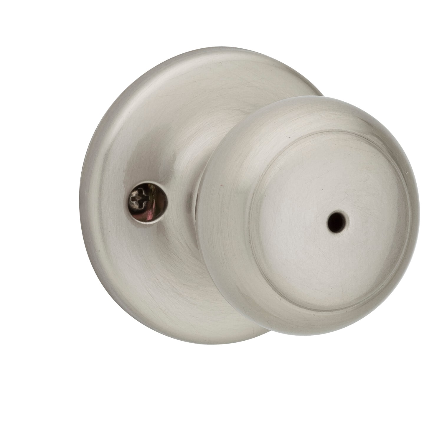 Kwikset Security Cove Satin Nickel Interior Bed/Bath Privacy Door Knob with  Antimicrobial Technology in the Door Knobs department at