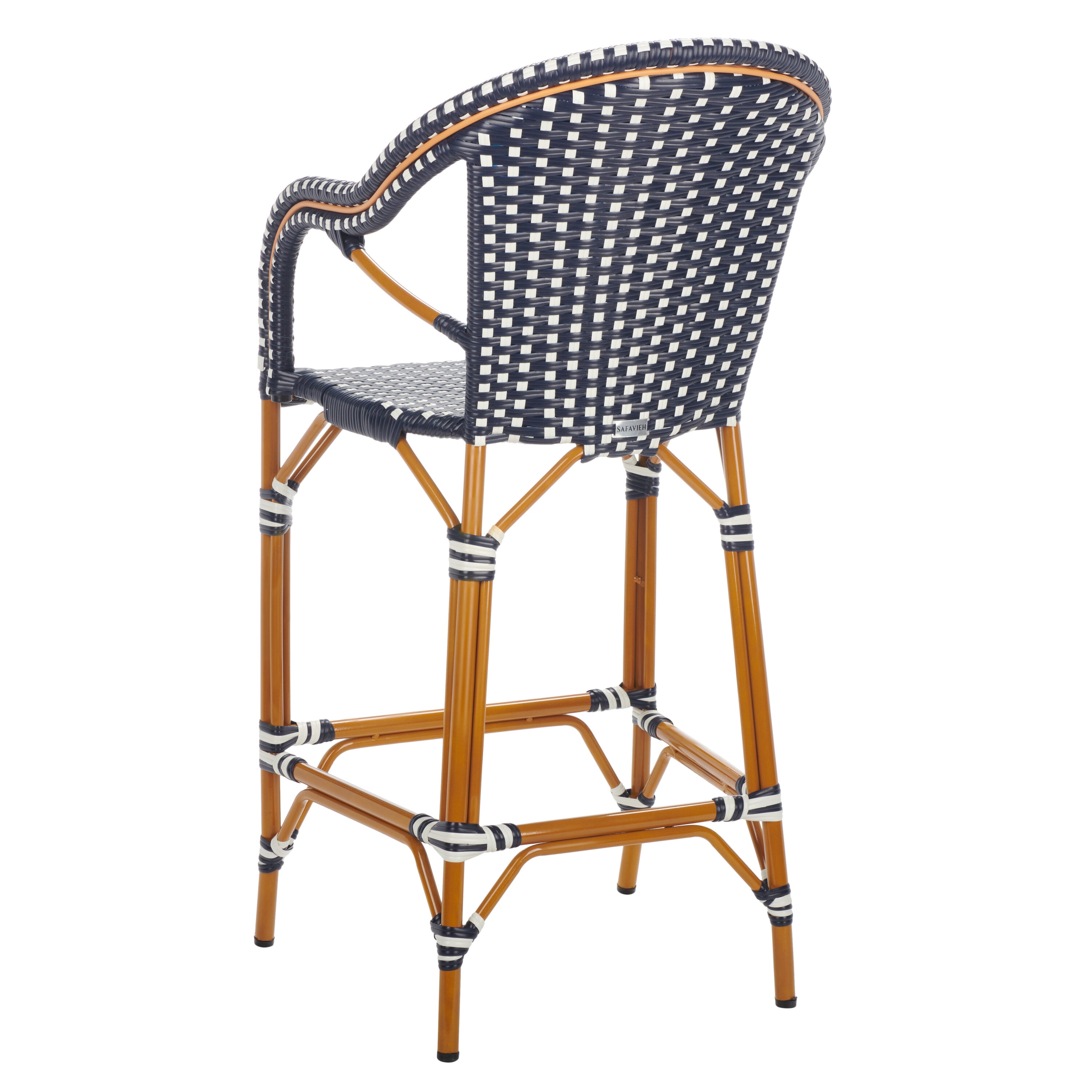 California Chic Navy & White Aluminum Outdoor Bar Stool