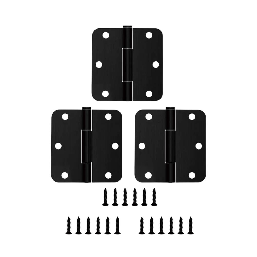 RELIABILT - No-Squeak 3-1/2-in H x 1/4-in Radius Matte Black Mortise Interior/Exterior Door Hinge...