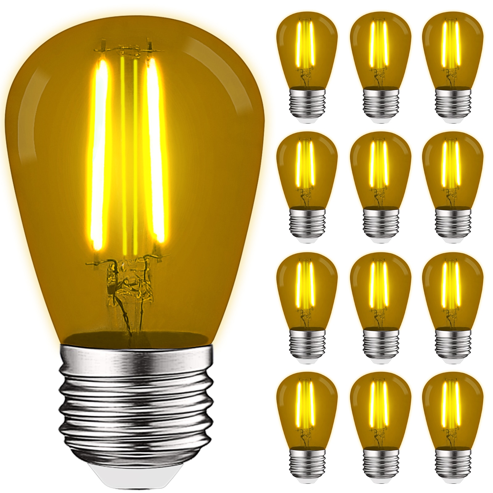 Luxrite LR21735-12PK 11 -Watt EQ S14 Yellow Medium base (E-26) LED Decorative Light Bulb 12 -Pack