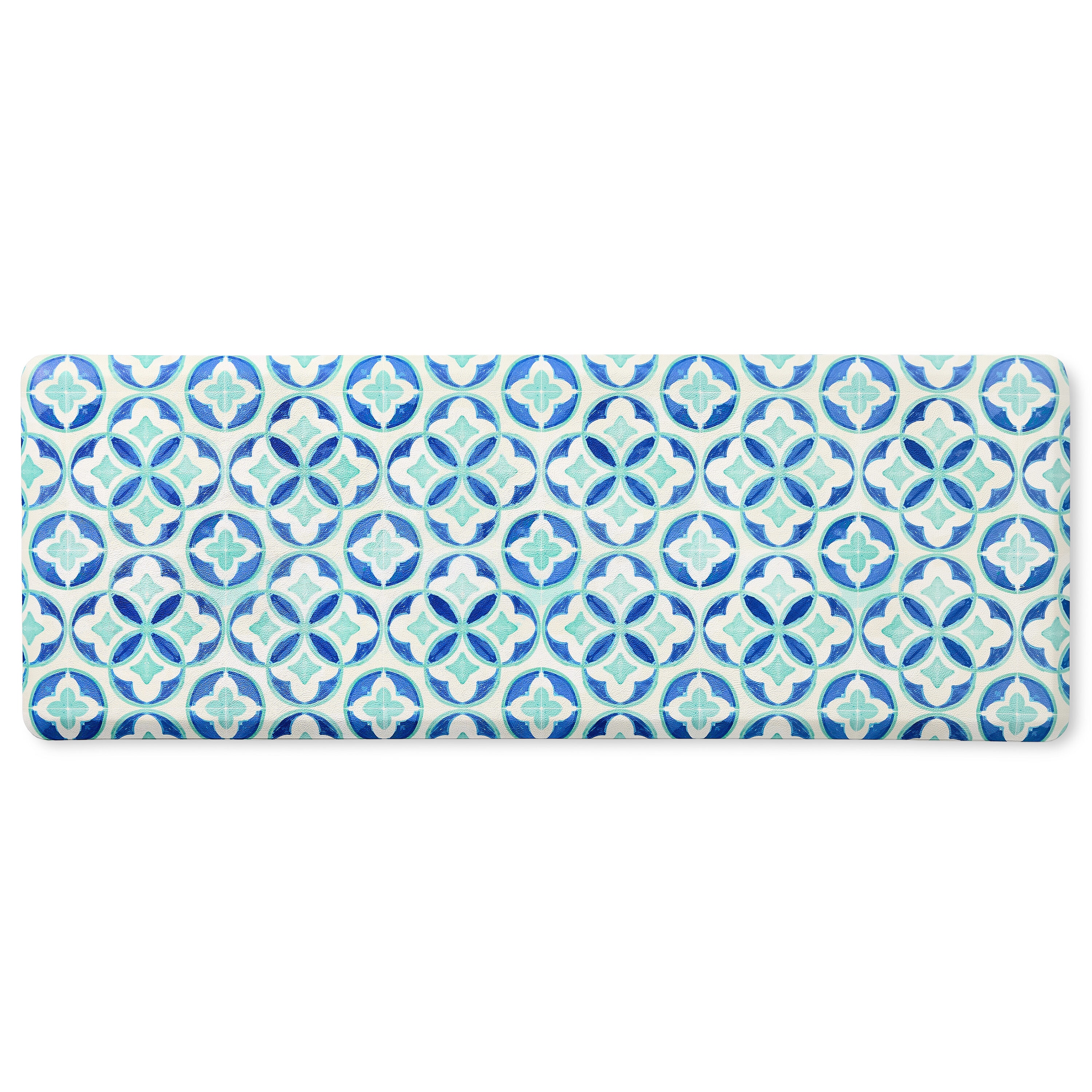 Fiesta 4-E012-336 2-ft x 5-ft Blue/Aqua/White PVC Rectangular Indoor Decorative Anti-fatigue mat