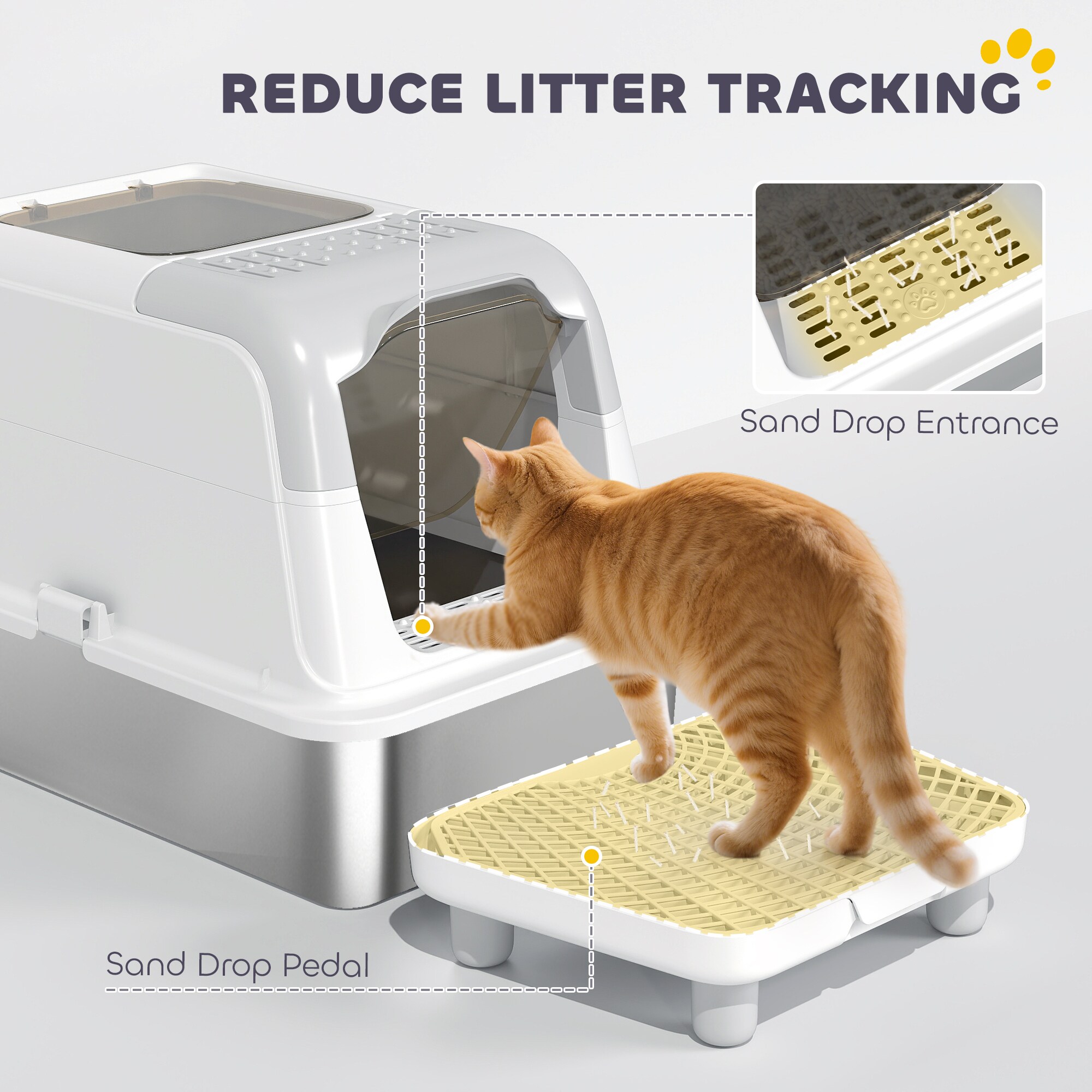 PawHut D31-139V01WT Cat-Litter-Box - View #5