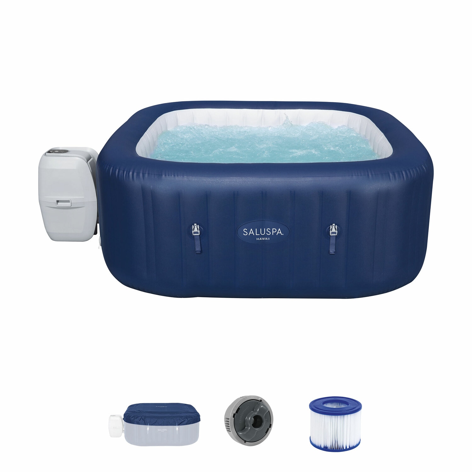 Bestway 318355 SaluSpa 140 Jet 6 -Person Inflatable Square Hot Tub (Cover Included)