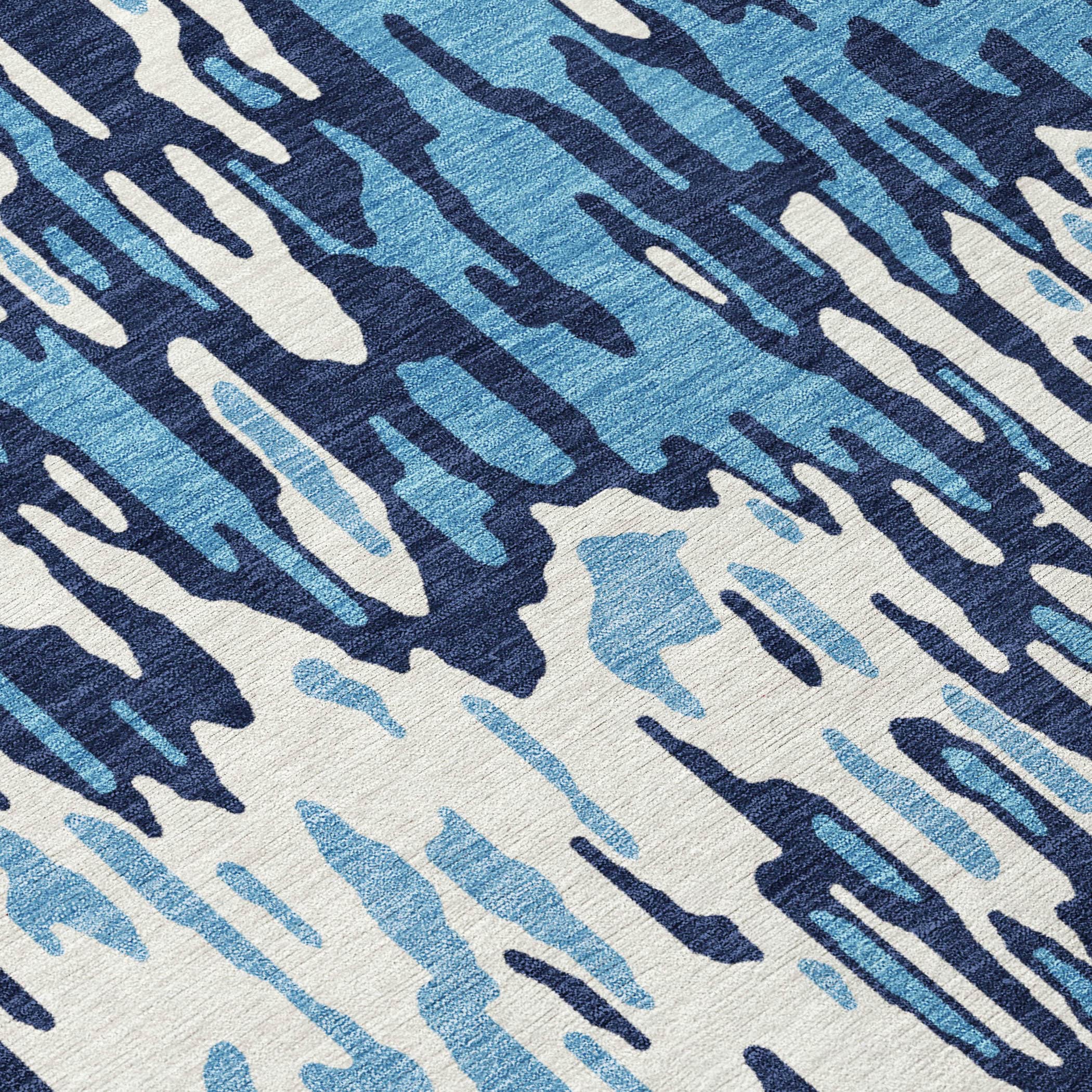 Blue Rectangular Machine Washable Synthetic Area Rug 1'8" x 2'6"
