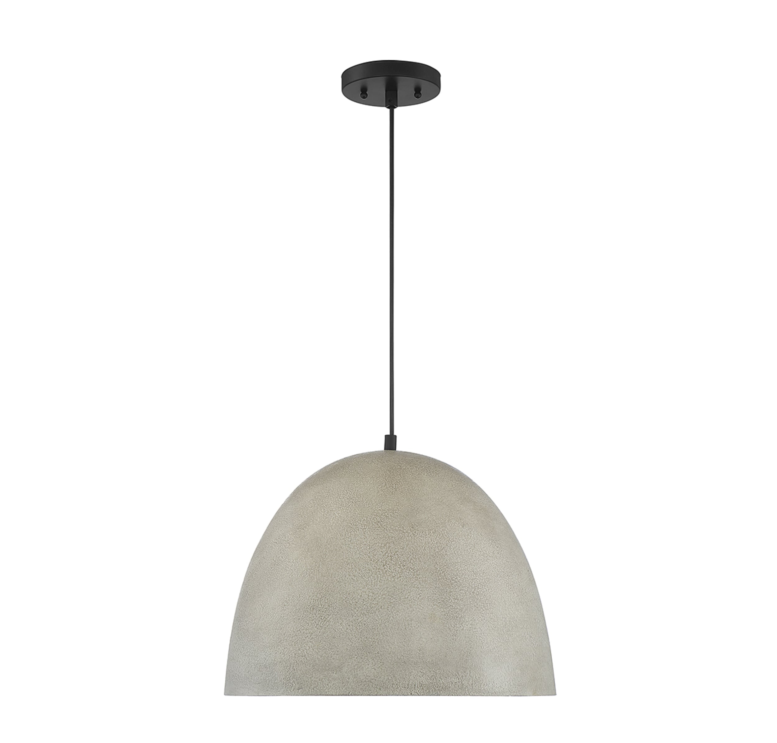 Meridian Rough Stone Bowl Pendant in Matte Black and Concrete