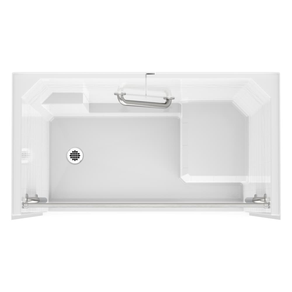 Laurel Mountain Loudon Low Threshold White 3-Piece 60-in x 32-in x 77-in Base/Wall Alcove Shower Kit with Integrated Seat (Right Drain) Drain Included
