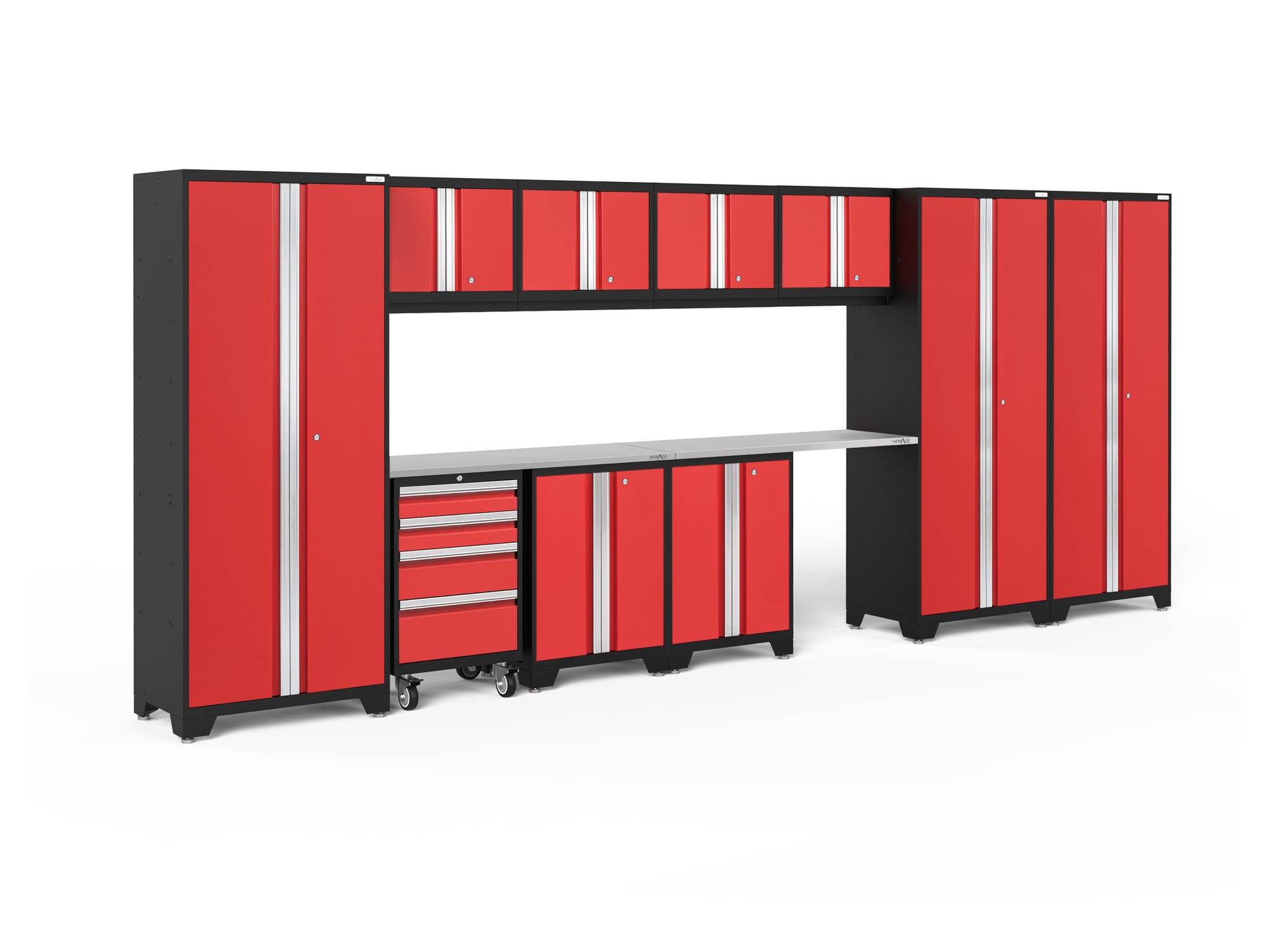 NewAge Products 50614 186.0-in W x 76.75-in H x 18.0-in D 10 -Cabinets Steel Deep Red Garage Storage System
