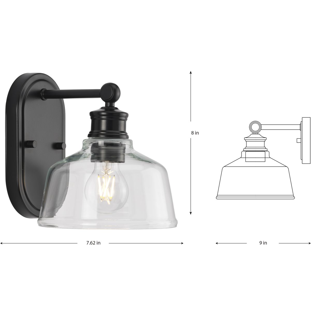 Progress Lighting Singleton 7.62-in 1-Light Matte Black Farmhouse ...