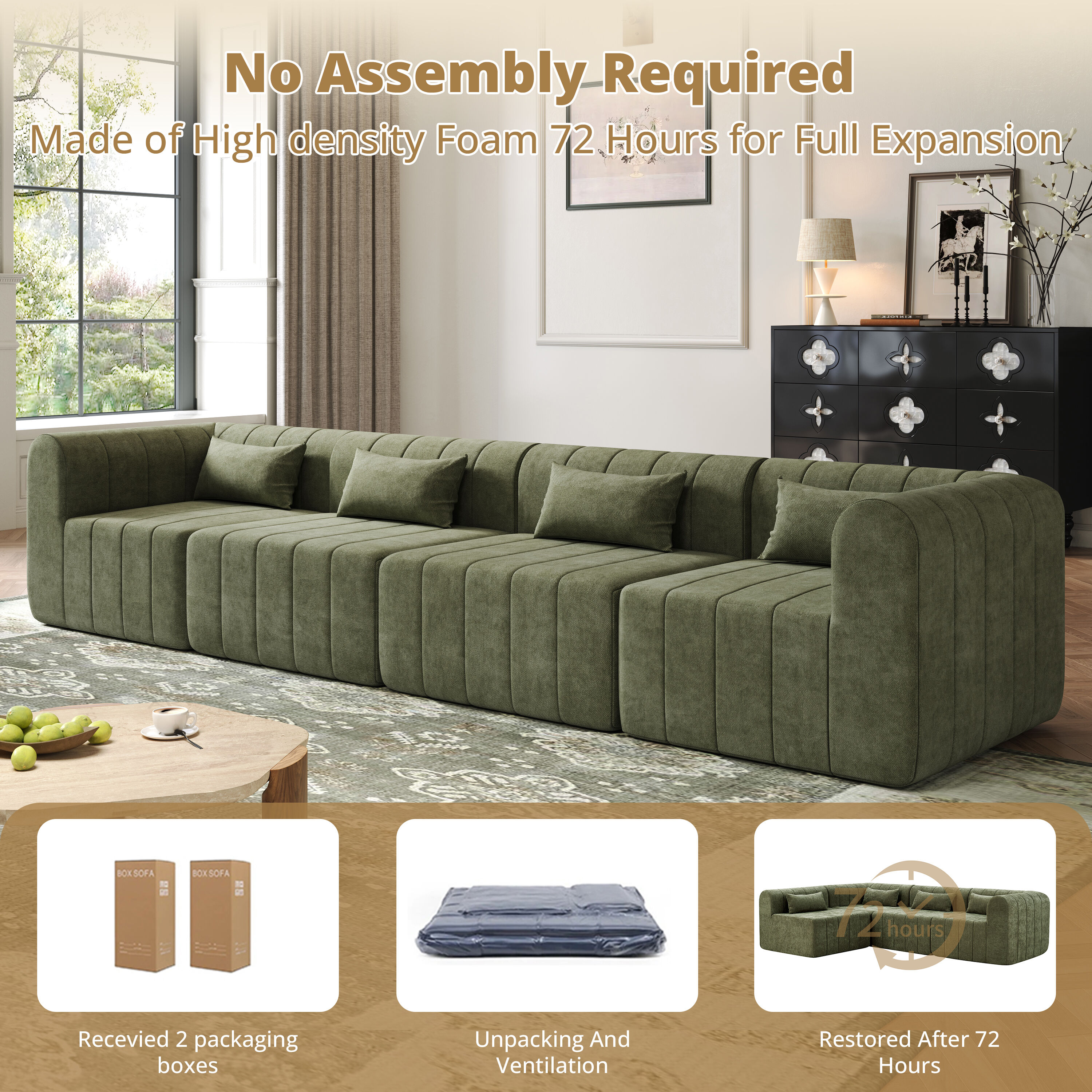 Christopher Knight Home Artesian Green 145.5 inch Modular Full
