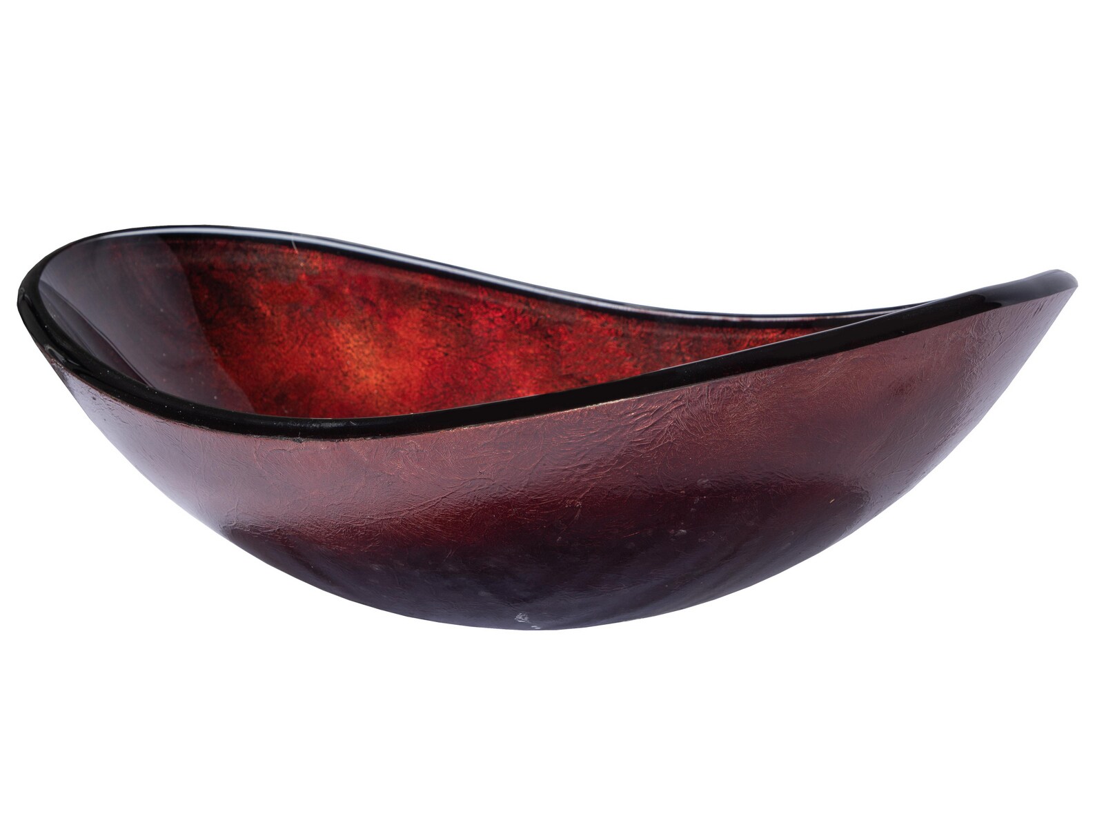 Red Copper Textured Glass Oval Vessel Sink