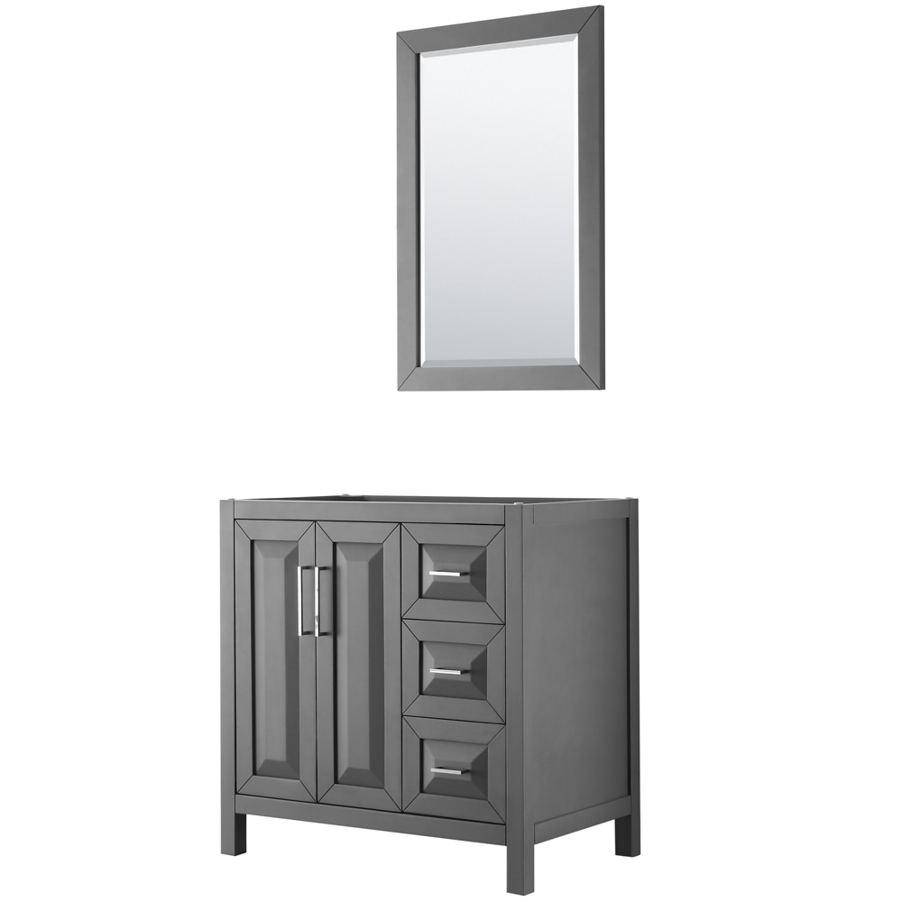 Wyndham Collection WCV252536SKGCXSXXM24 Daria 36-in Dark Gray with Polished Chrome Trim Bathroom Vanity Base Cabinet without Top (Mirror Included)