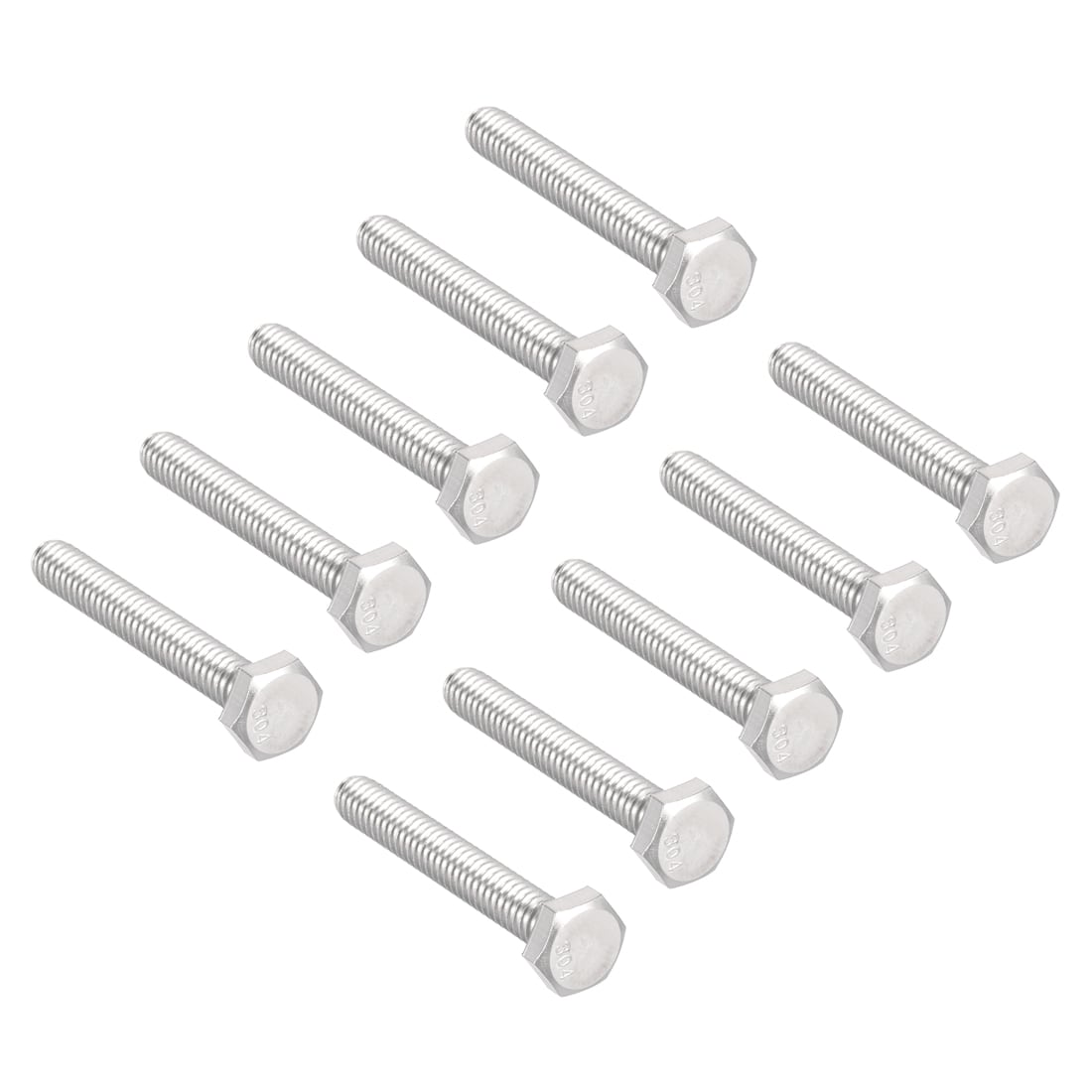 Unique Bargains 1/4-20x1-3/4 Inch Hex Bolts 304 Stainless Steel Hexagon Screw Bolt 10pcs
