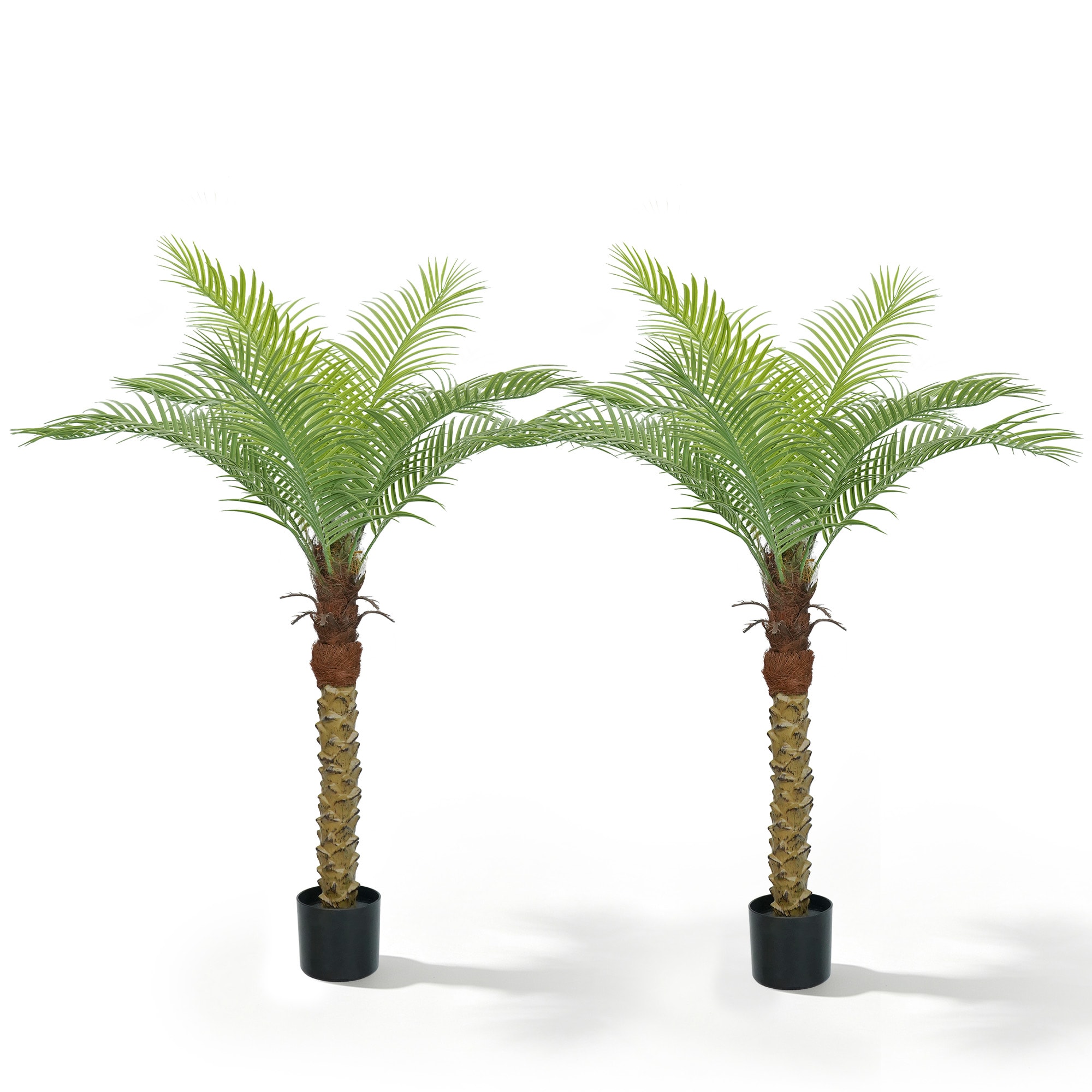 Vitalismo - 55-in Green Indoor/Outdoor Floor Palm Artificial Tree in Black Pot 2 Sets Tall Realis...