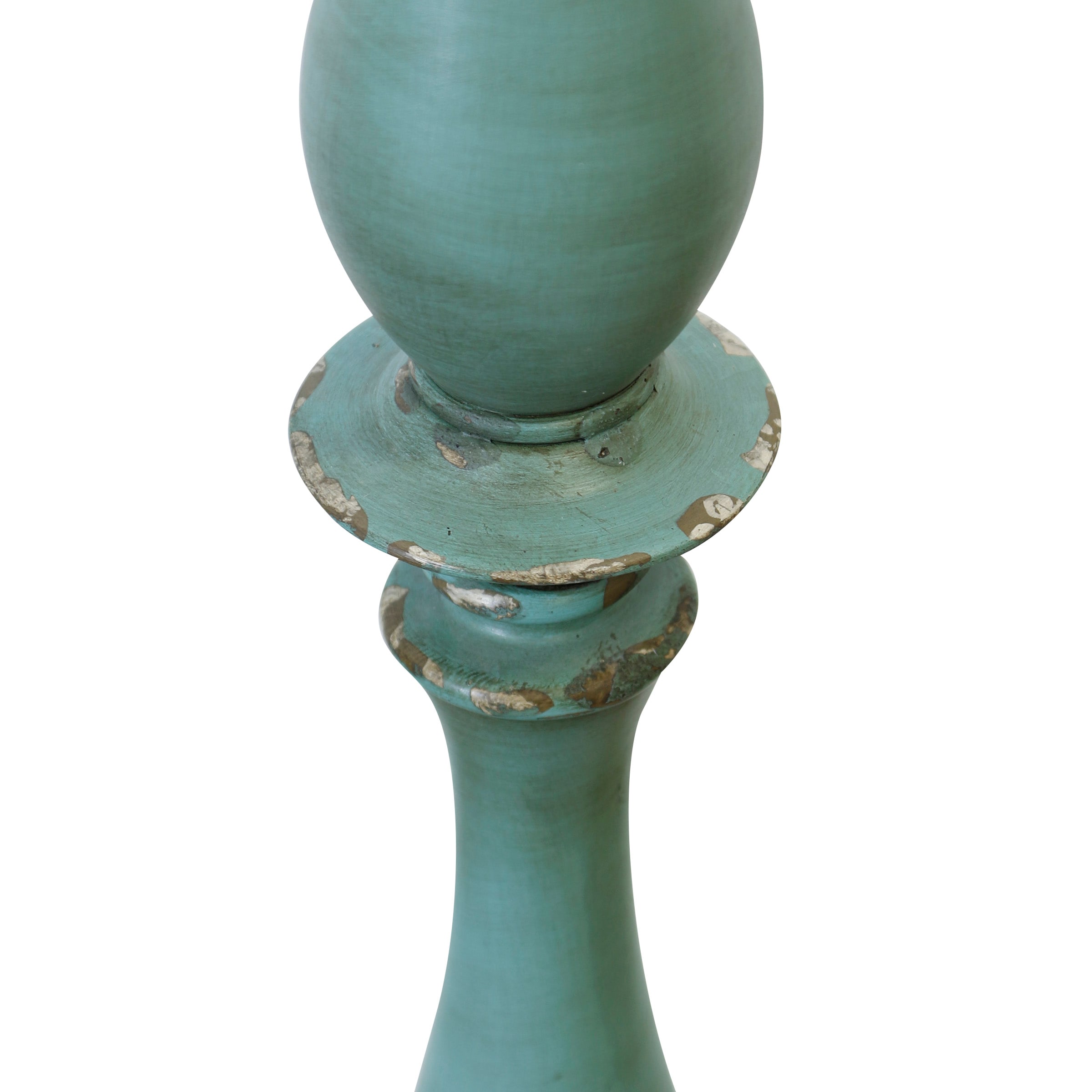 Elegant Distressed Blue Polyresin Floor Lamp with Taupe Shade