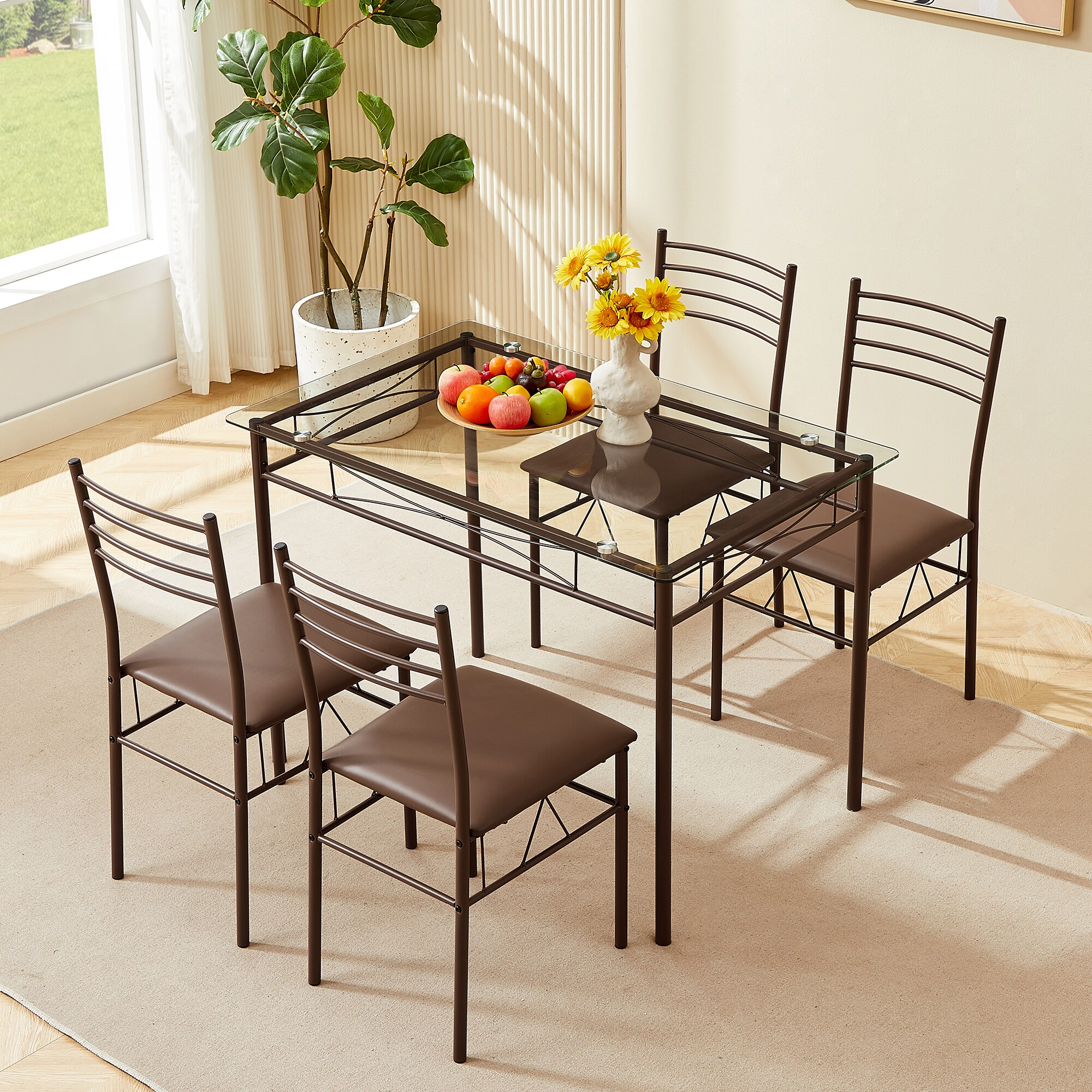 Vecelo LOE-XJM-TC01-BRN Dining-Sets - View #6